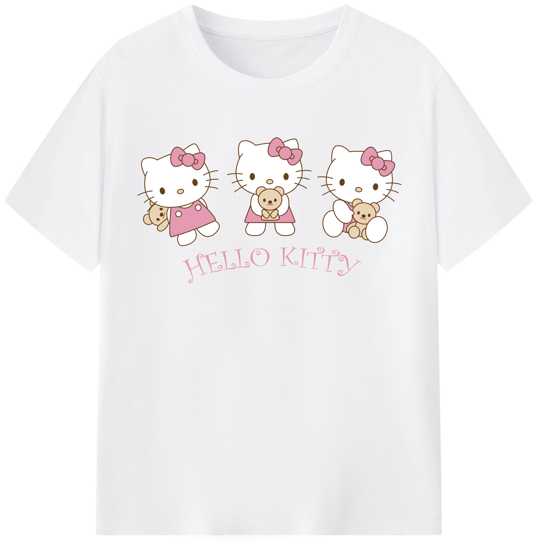 （画像用） Hello Kitty ハローキティ 綿100％半袖Tシャツ（フロントプリント）