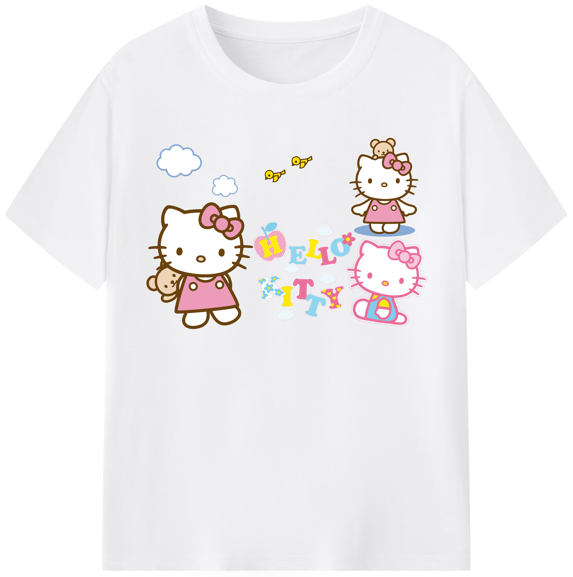 （画像用） Hello Kitty ハローキティ 綿100％半袖Tシャツ（フロントプリント）