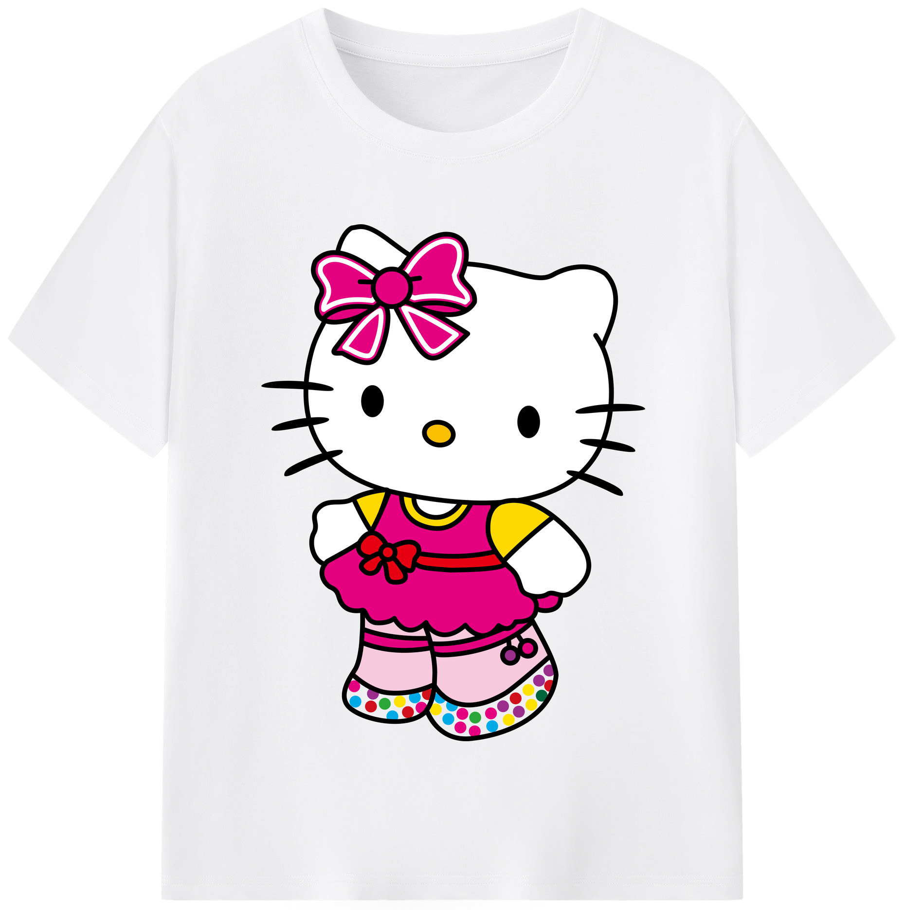 （画像用） Hello Kitty ハローキティ 綿100％半袖Tシャツ（フロントプリント）