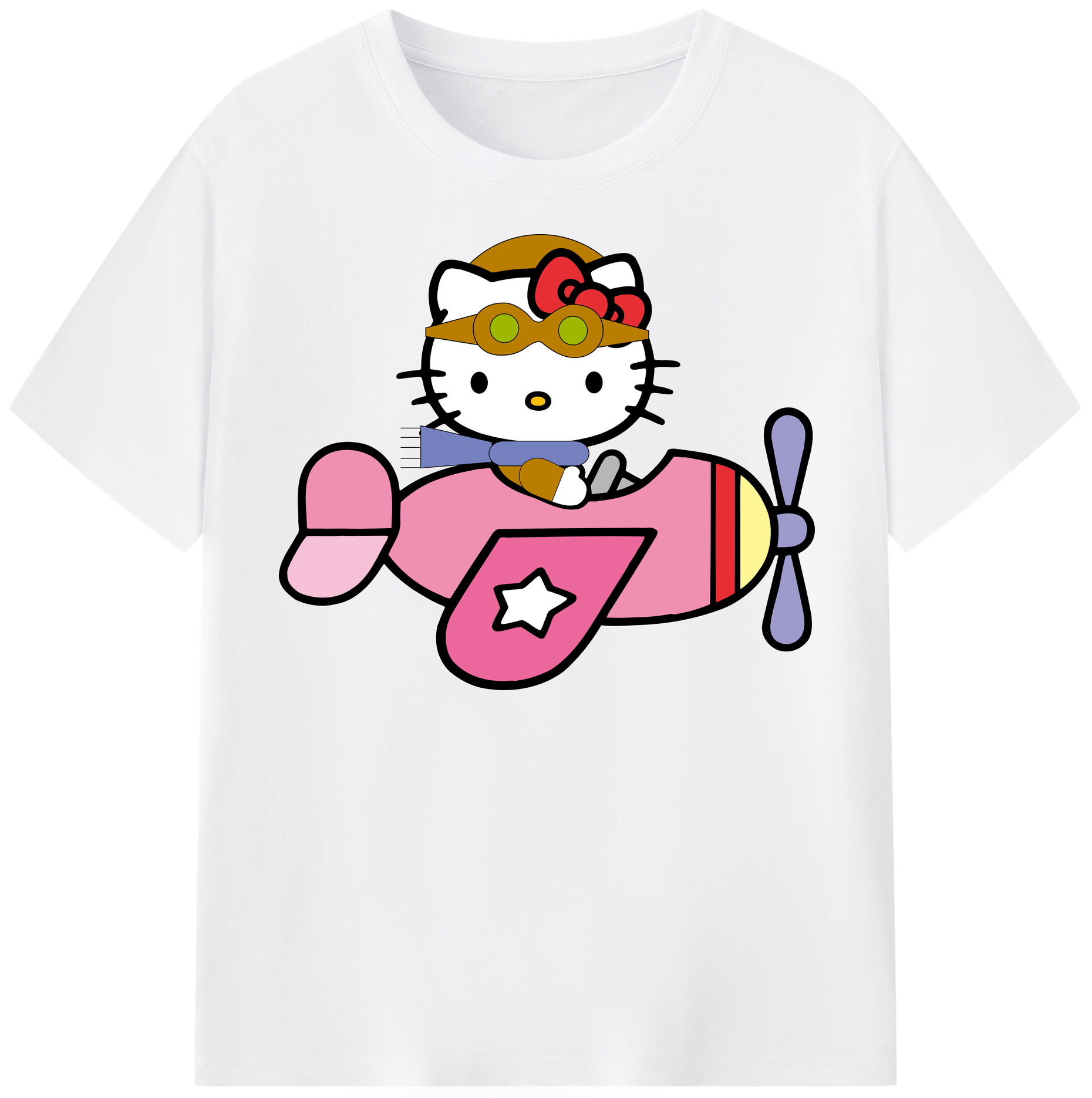 （画像用） Hello Kitty ハローキティ 綿100％半袖Tシャツ（フロントプリント）