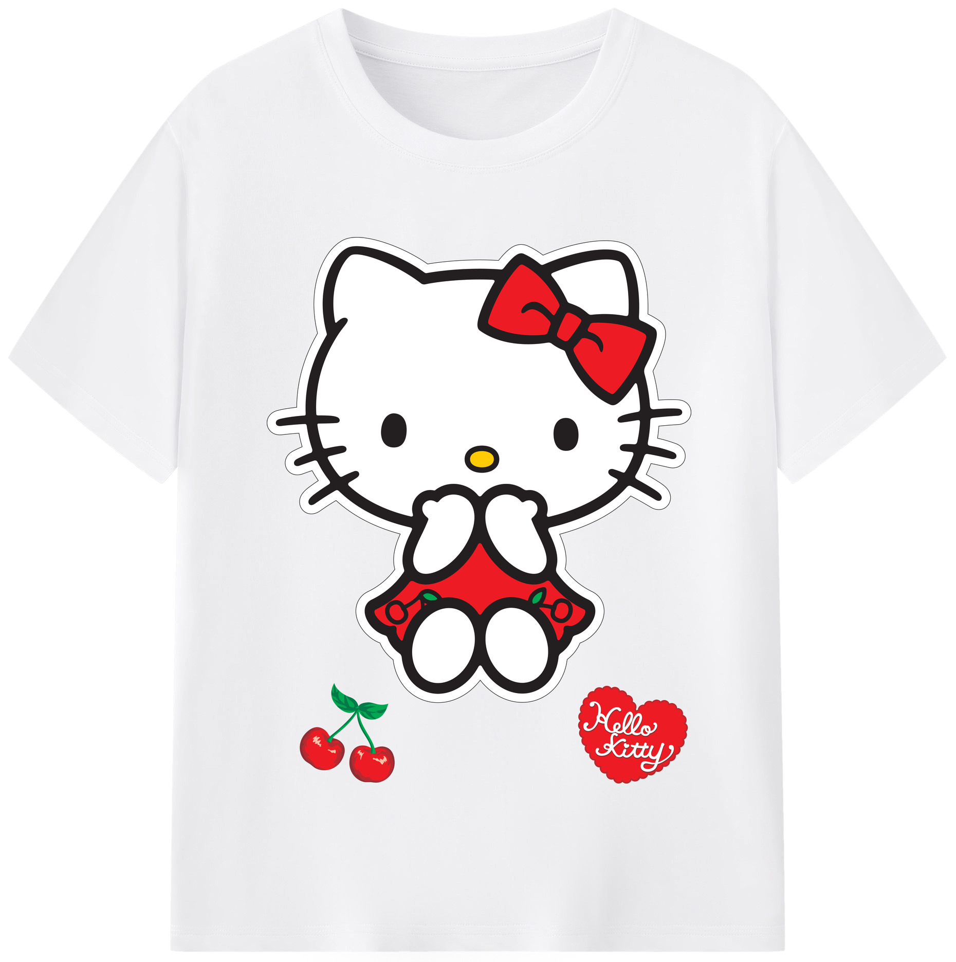 （画像用） Hello Kitty ハローキティ 綿100％半袖Tシャツ（フロントプリント）