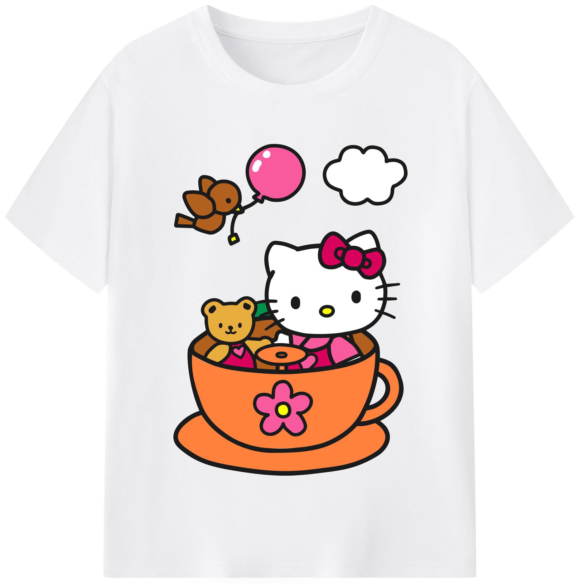 （画像用） Hello Kitty ハローキティ 綿100％半袖Tシャツ（フロントプリント）