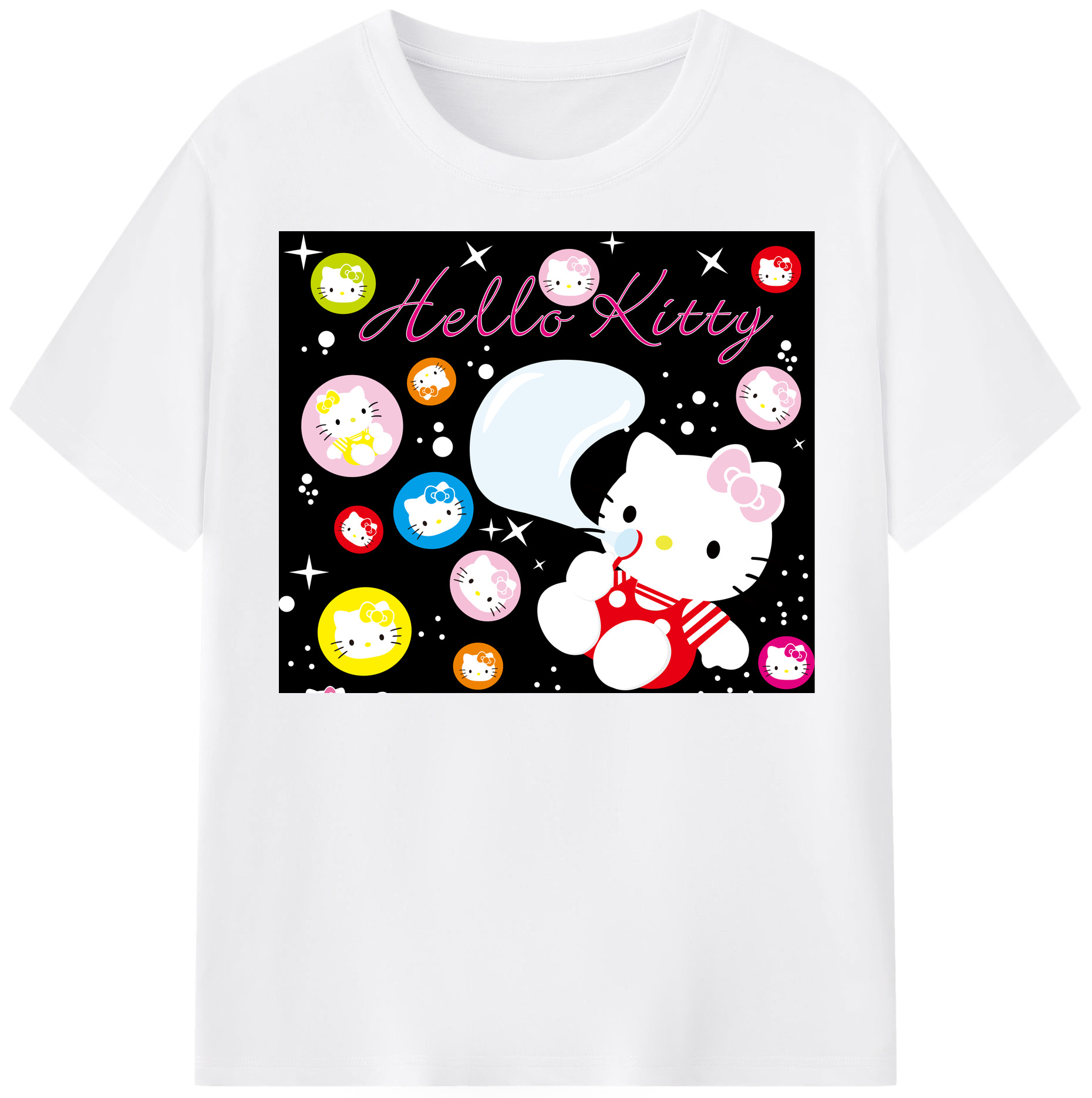 （画像用） Hello Kitty ハローキティ 綿100％半袖Tシャツ（フロントプリント）