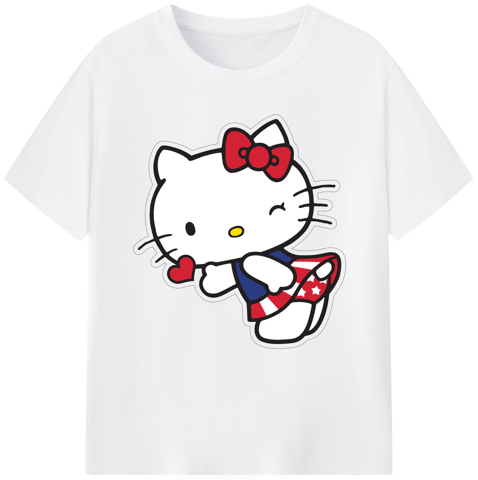 （画像用） Hello Kitty ハローキティ 綿100％半袖Tシャツ（フロントプリント）