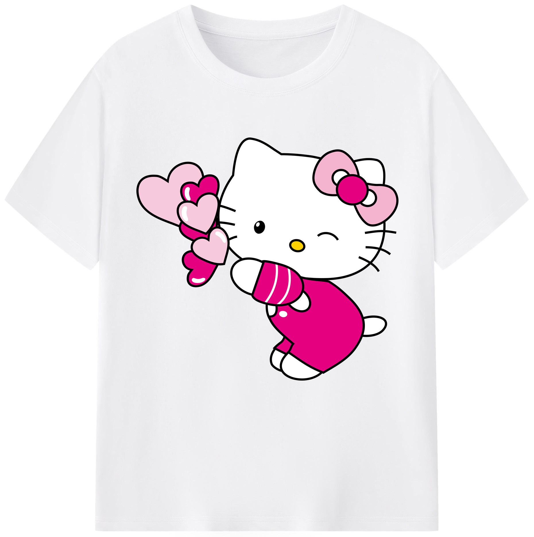 （画像用） Hello Kitty ハローキティ 綿100％半袖Tシャツ（フロントプリント）