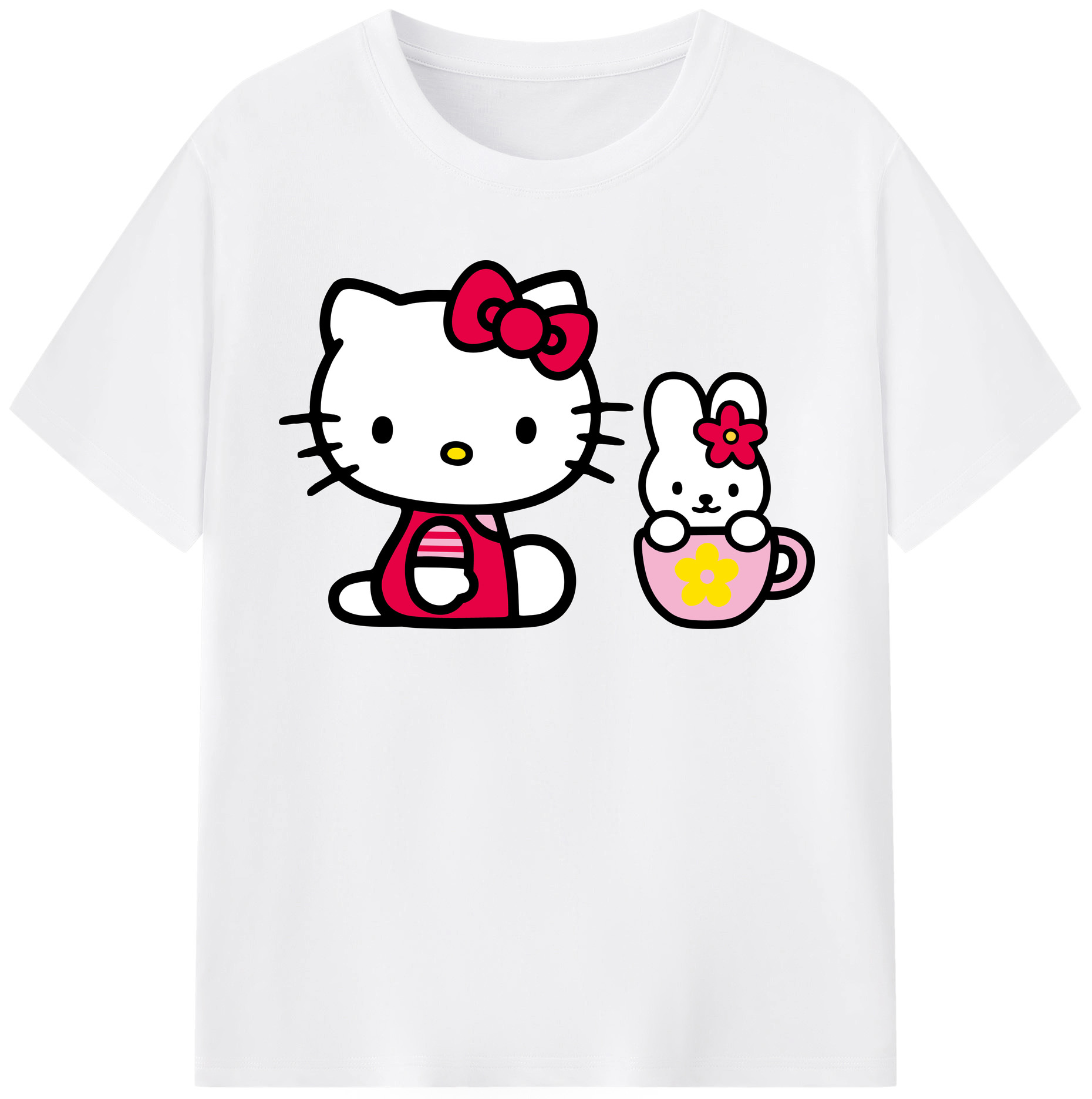 （画像用） Hello Kitty ハローキティ 綿100％半袖Tシャツ（フロントプリント）