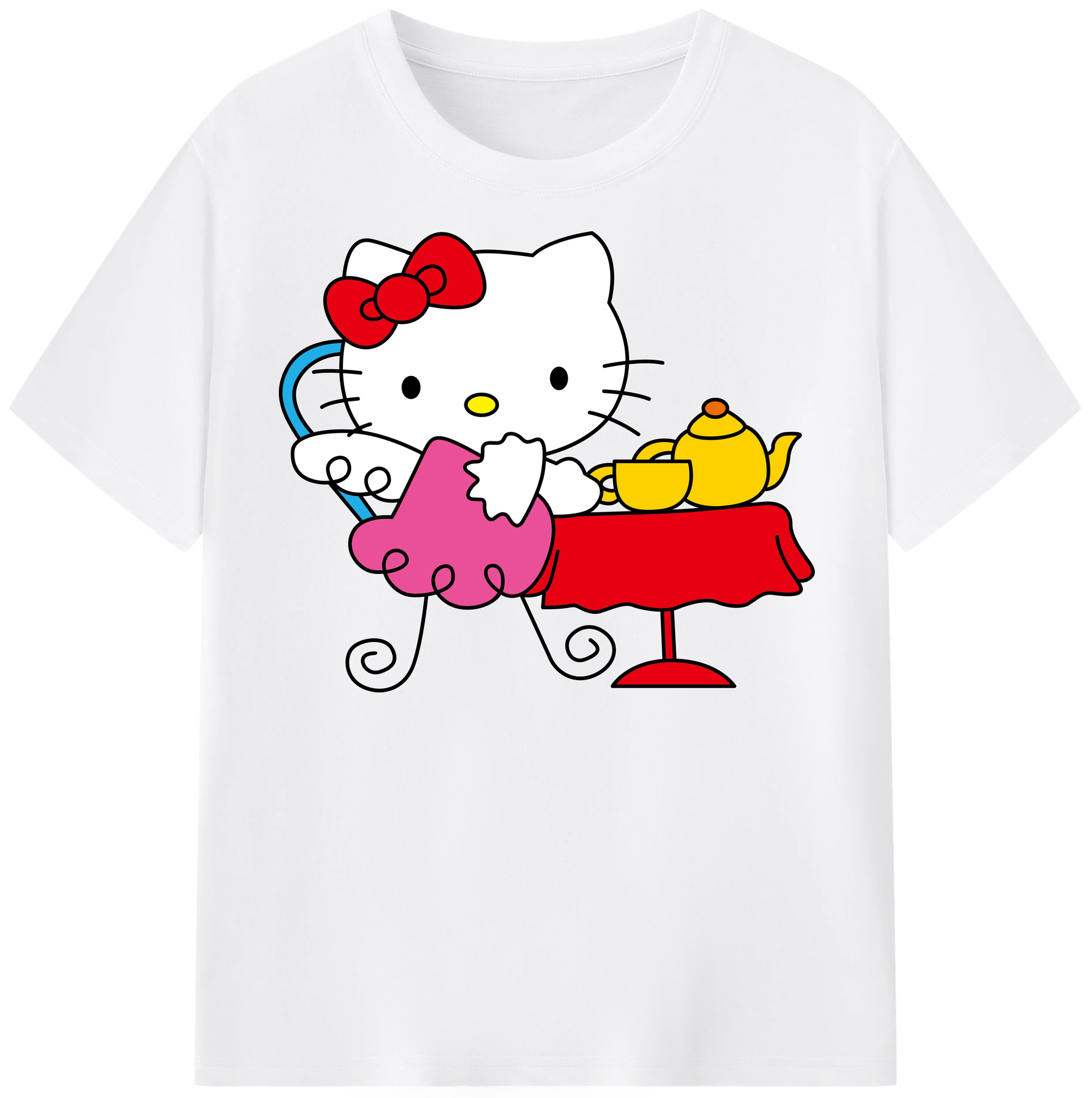 （画像用） Hello Kitty ハローキティ 綿100％半袖Tシャツ（フロントプリント）