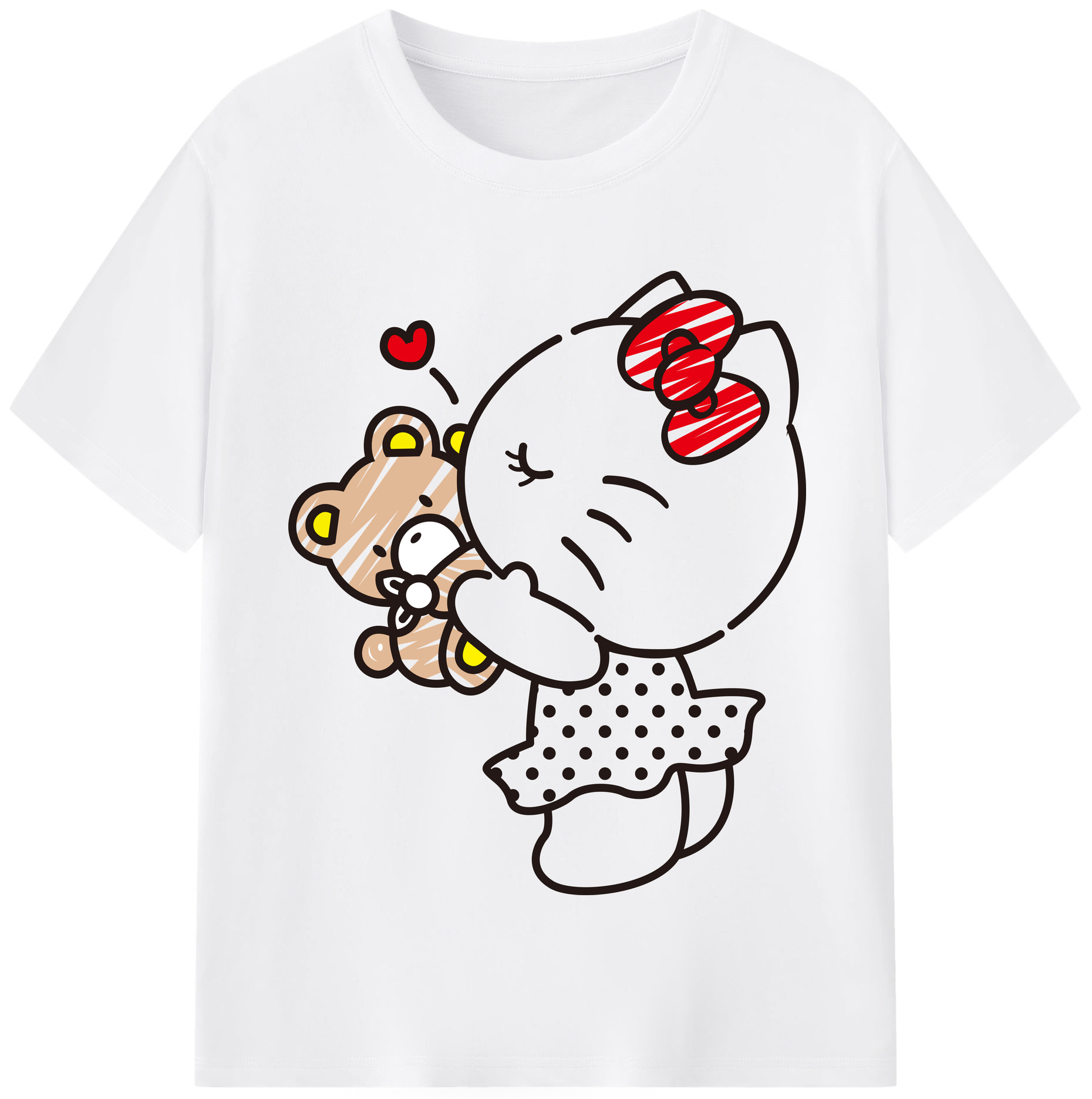 （画像用） Hello Kitty ハローキティ 綿100％半袖Tシャツ（フロントプリント）
