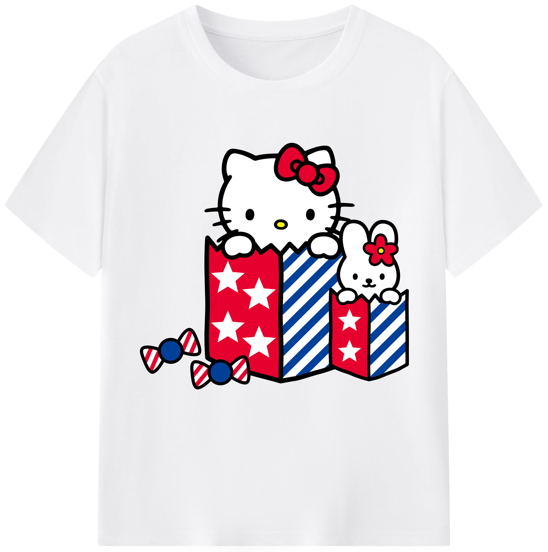 （画像用） Hello Kitty ハローキティ 綿100％半袖Tシャツ（フロントプリント）