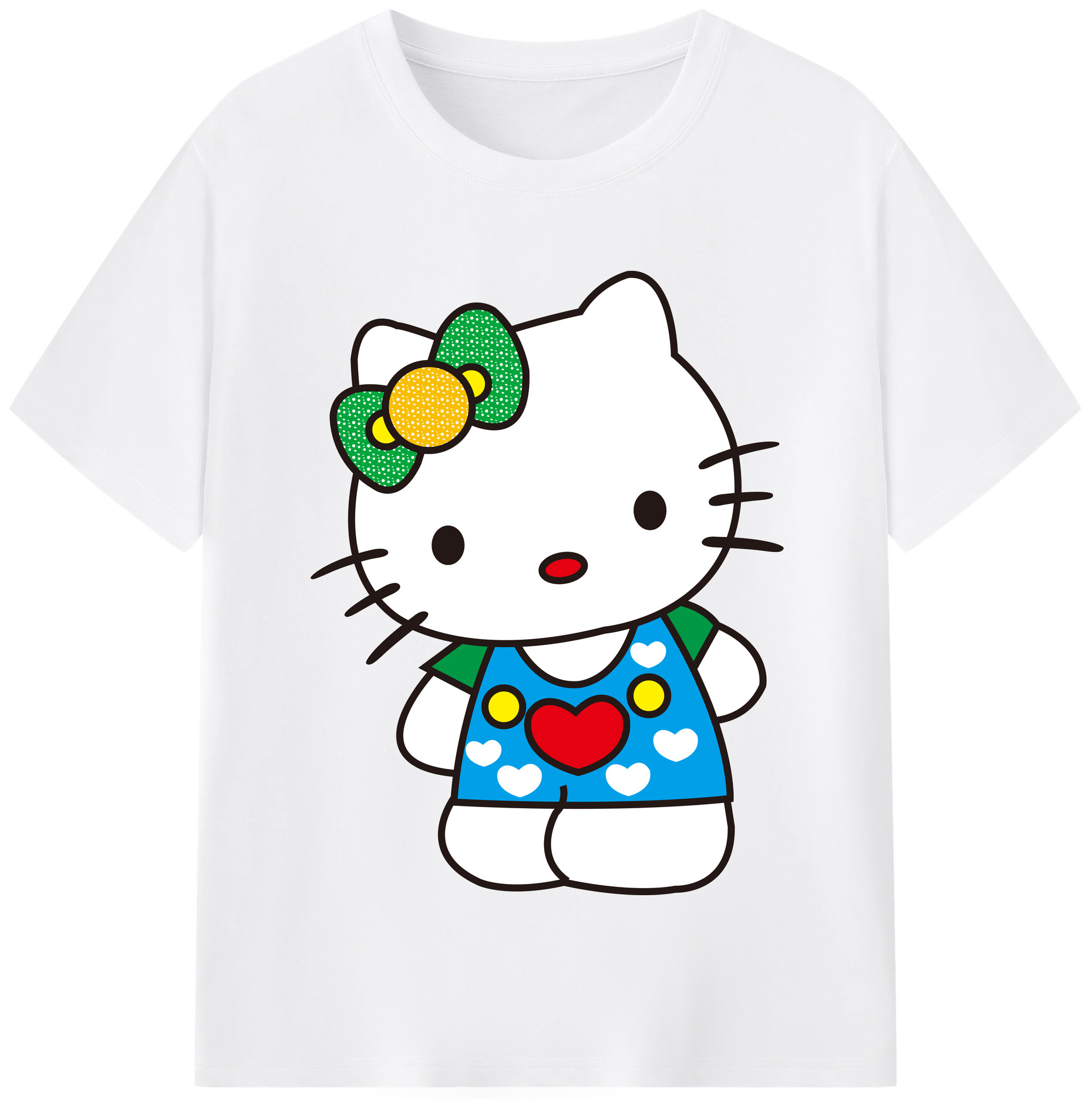 （画像用） Hello Kitty ハローキティ 綿100％半袖Tシャツ（フロントプリント）