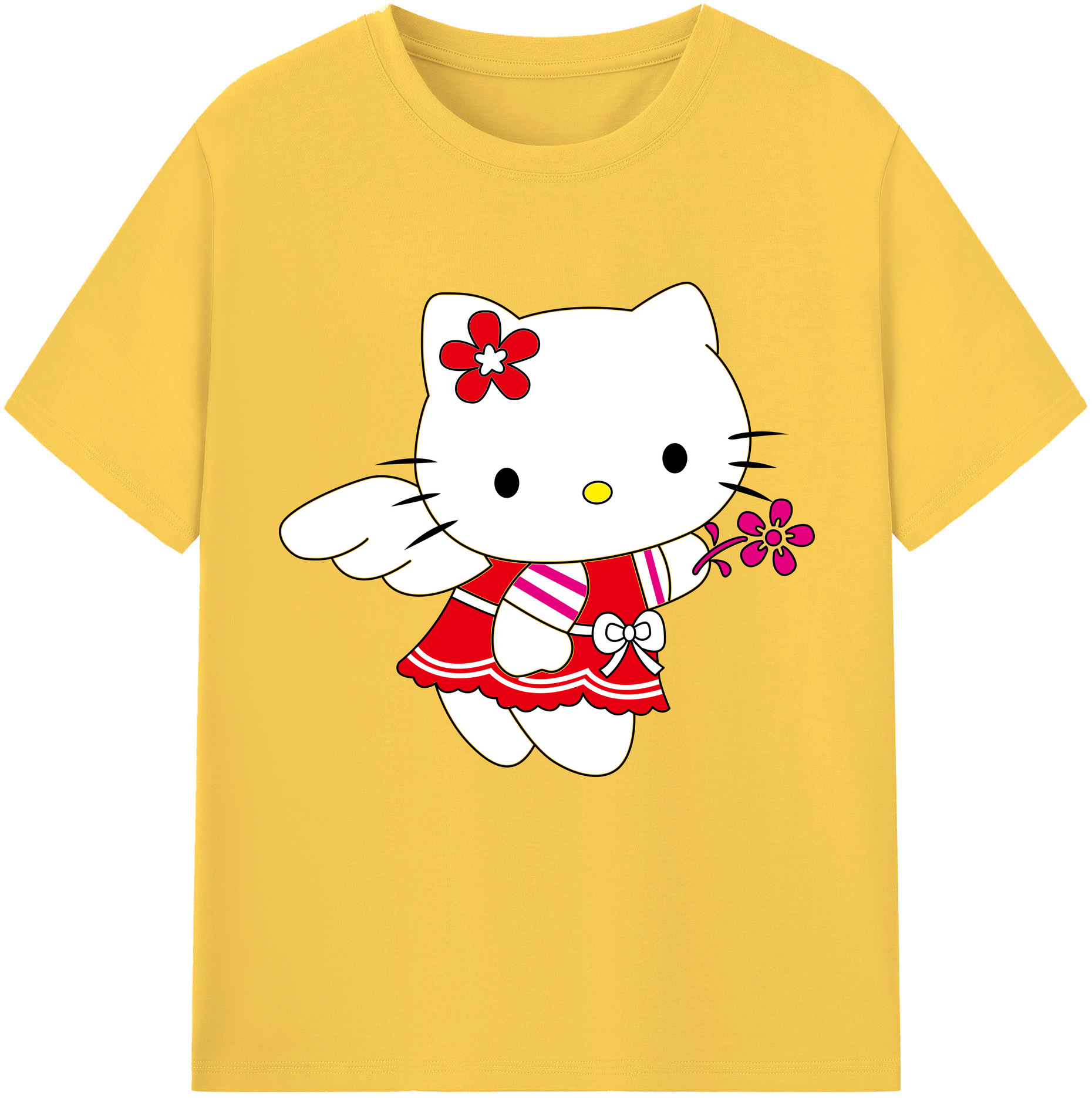 （画像用） Hello Kitty ハローキティ 綿100％半袖Tシャツ（フロントプリント）