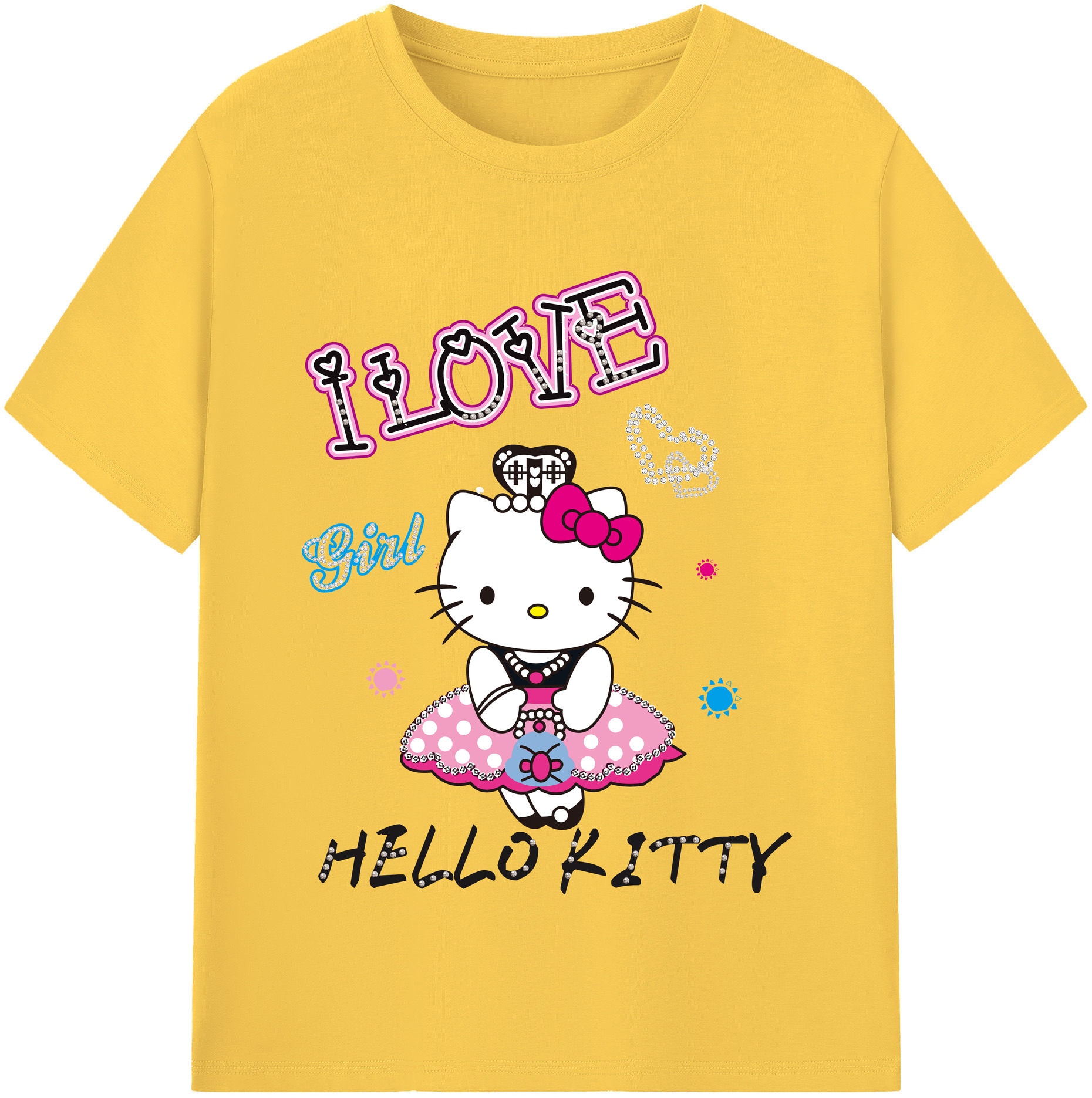 （画像用） Hello Kitty ハローキティ 綿100％半袖Tシャツ（フロントプリント）