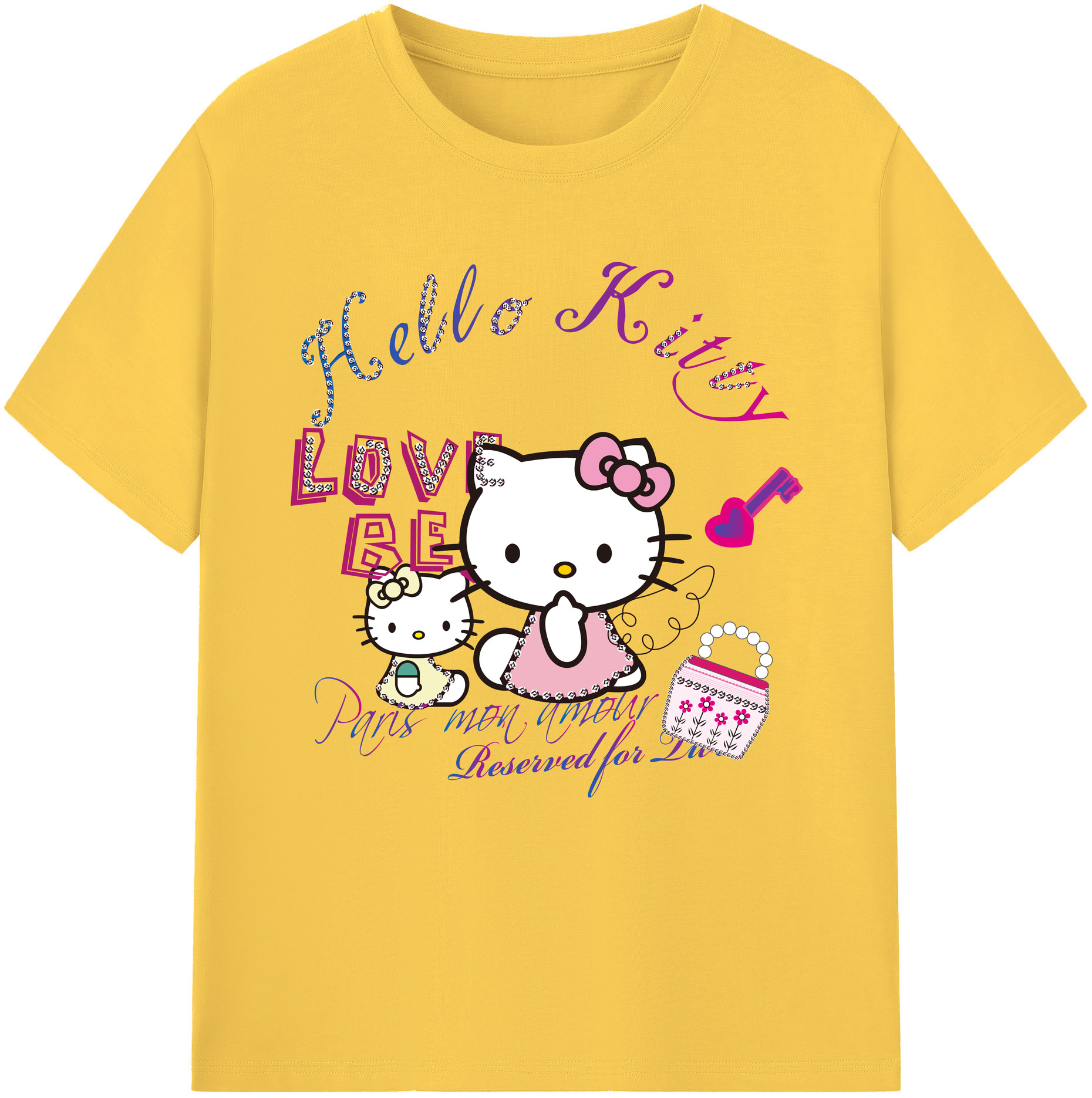 （画像用） Hello Kitty ハローキティ 綿100％半袖Tシャツ（フロントプリント）