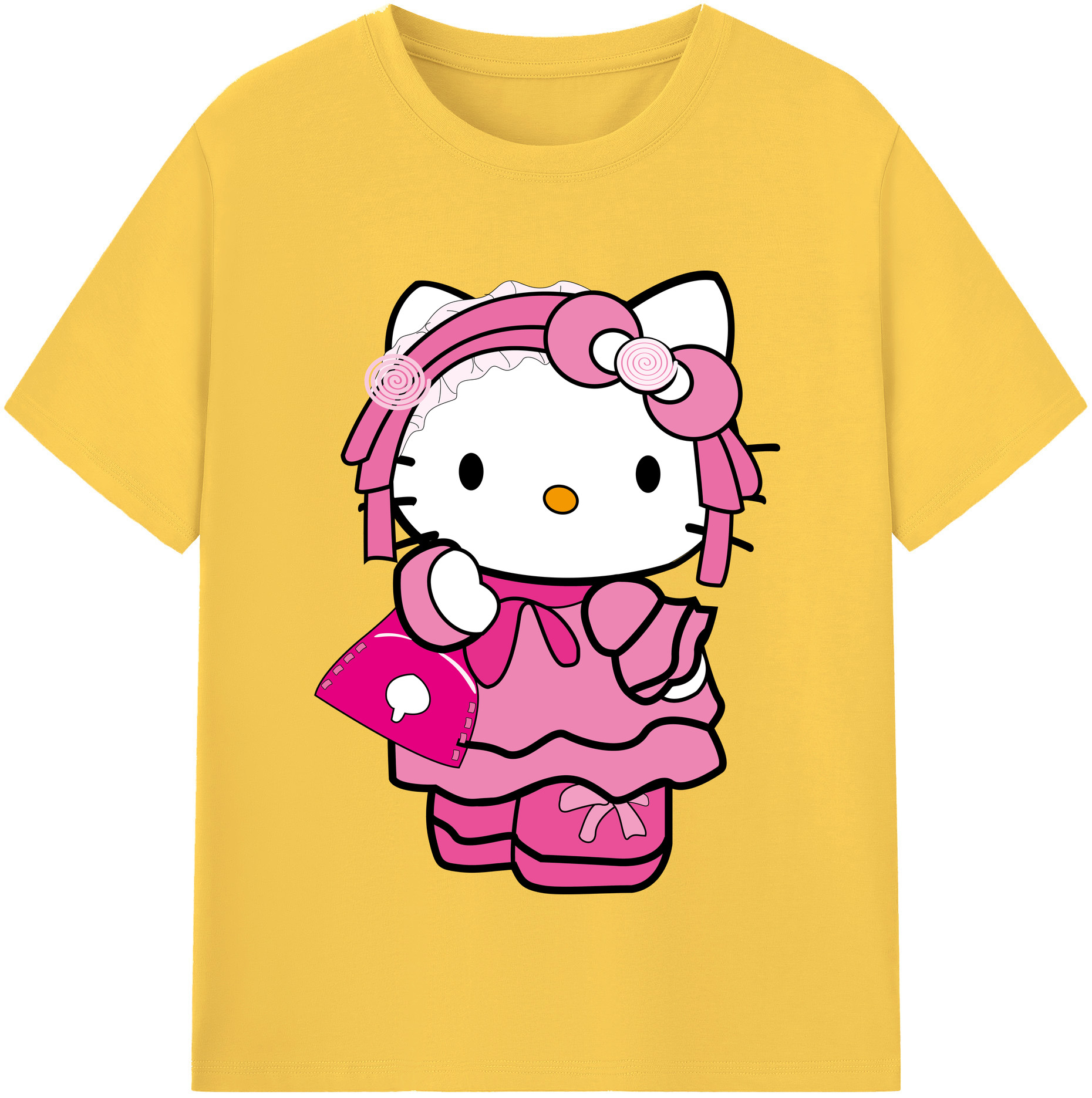 （画像用） Hello Kitty ハローキティ 綿100％半袖Tシャツ（フロントプリント）