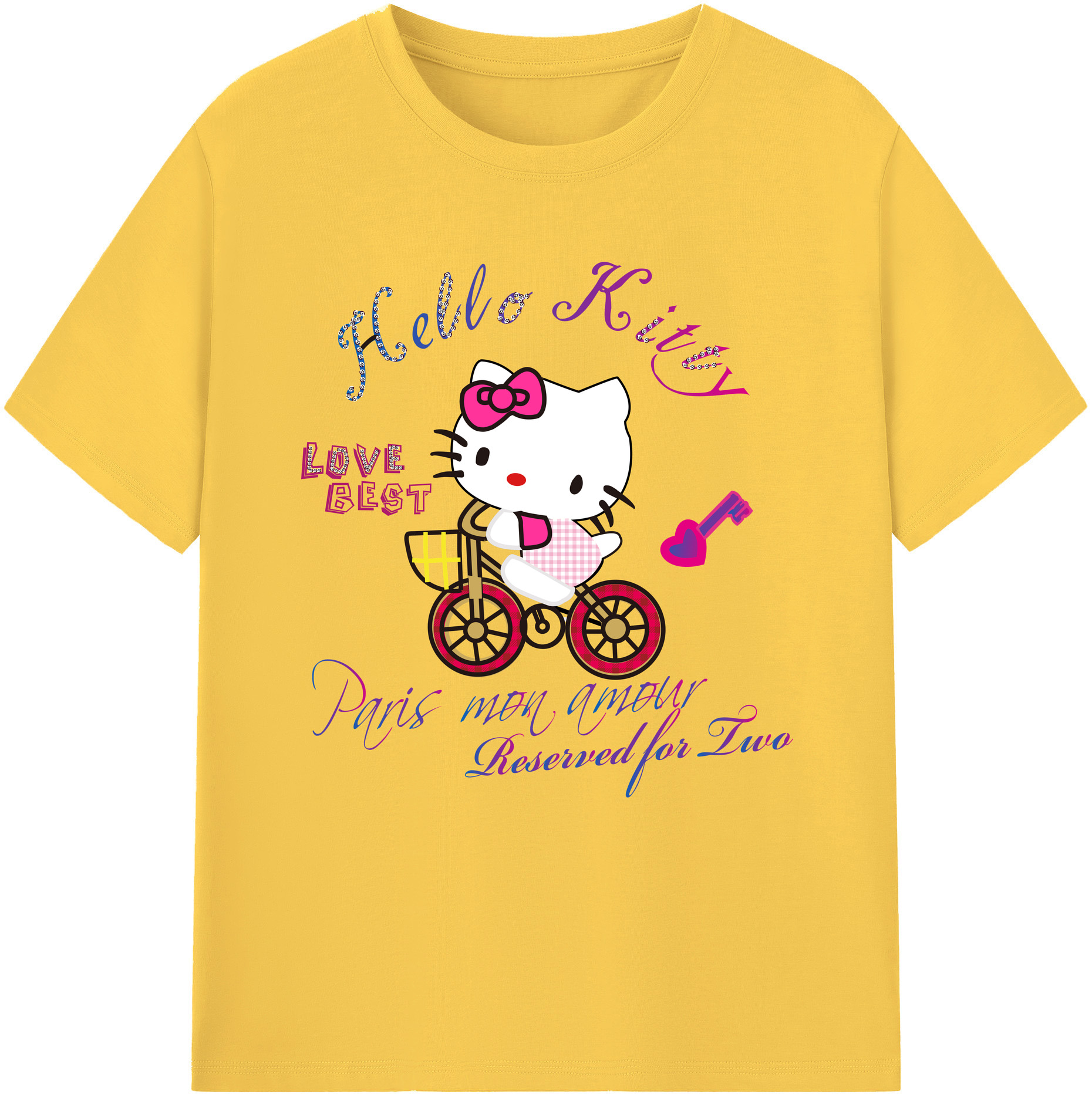 （画像用） Hello Kitty ハローキティ 綿100％半袖Tシャツ（フロントプリント）