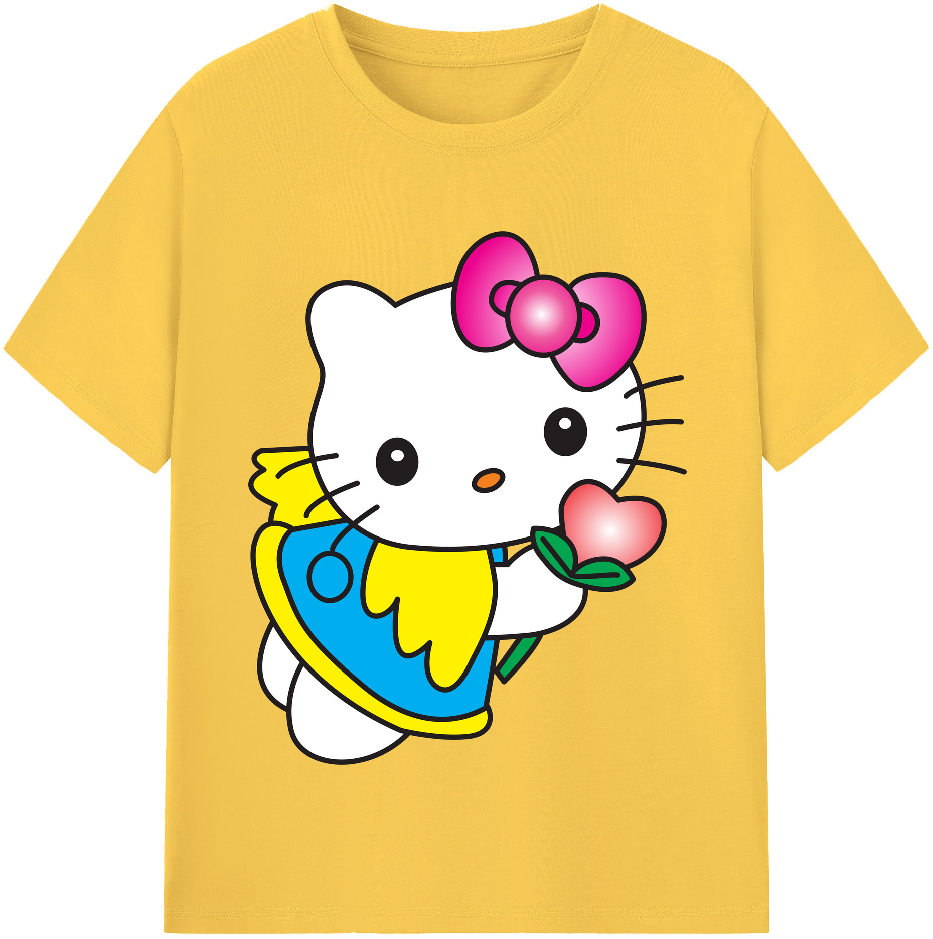 （画像用） Hello Kitty ハローキティ 綿100％半袖Tシャツ（フロントプリント）