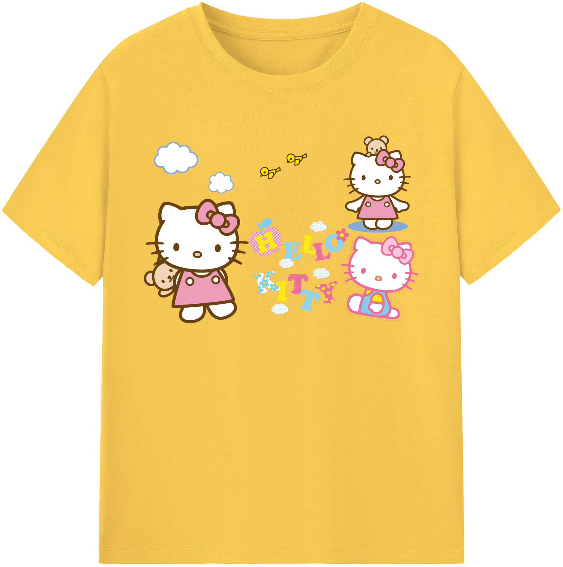 （画像用） Hello Kitty ハローキティ 綿100％半袖Tシャツ（フロントプリント）
