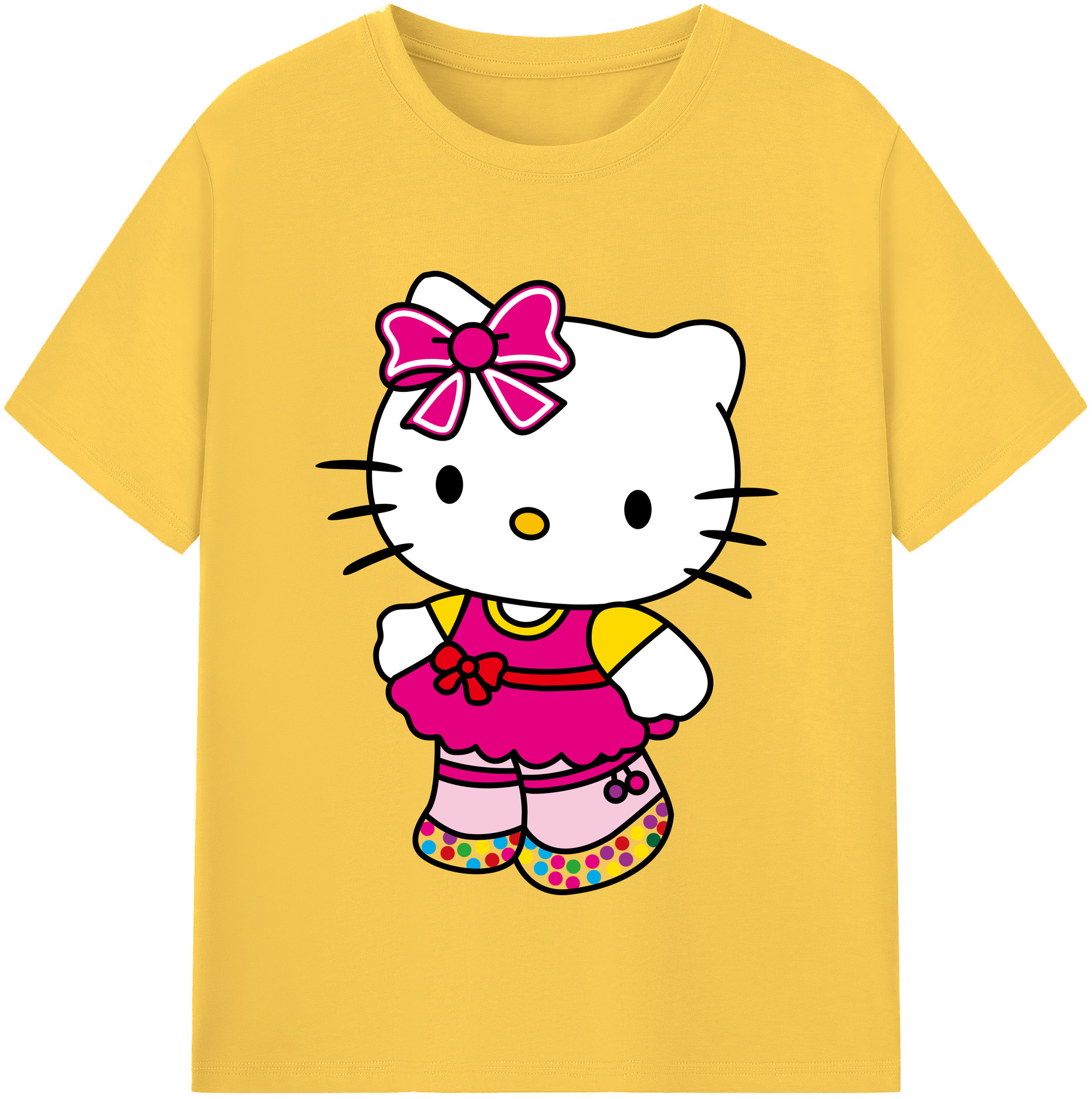 （画像用） Hello Kitty ハローキティ 綿100％半袖Tシャツ（フロントプリント）