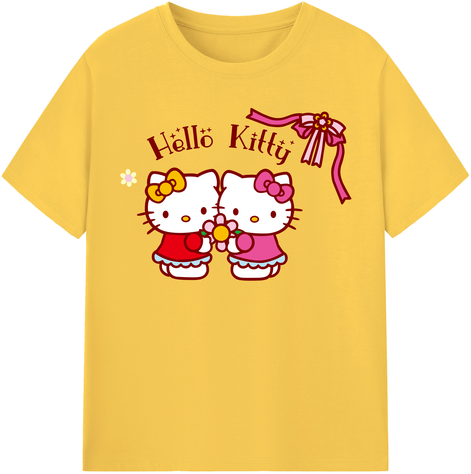 （画像用） Hello Kitty ハローキティ 綿100％半袖Tシャツ（フロントプリント）