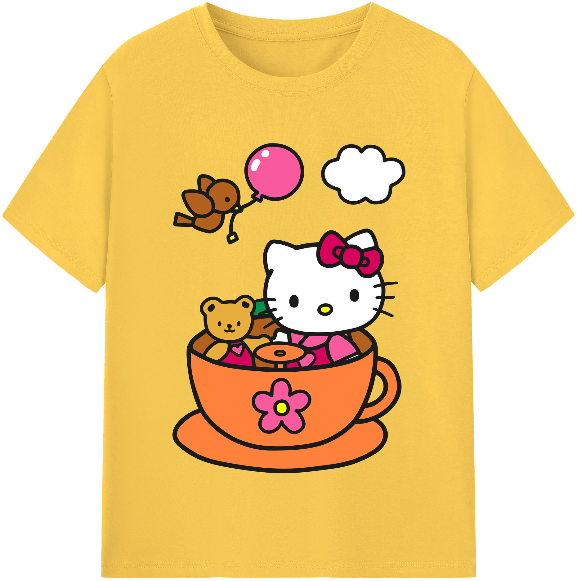 （画像用） Hello Kitty ハローキティ 綿100％半袖Tシャツ（フロントプリント）