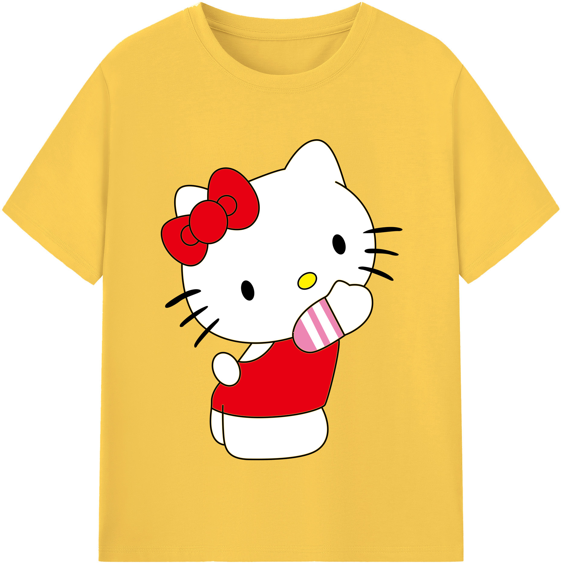 （画像用） Hello Kitty ハローキティ 綿100％半袖Tシャツ（フロントプリント）