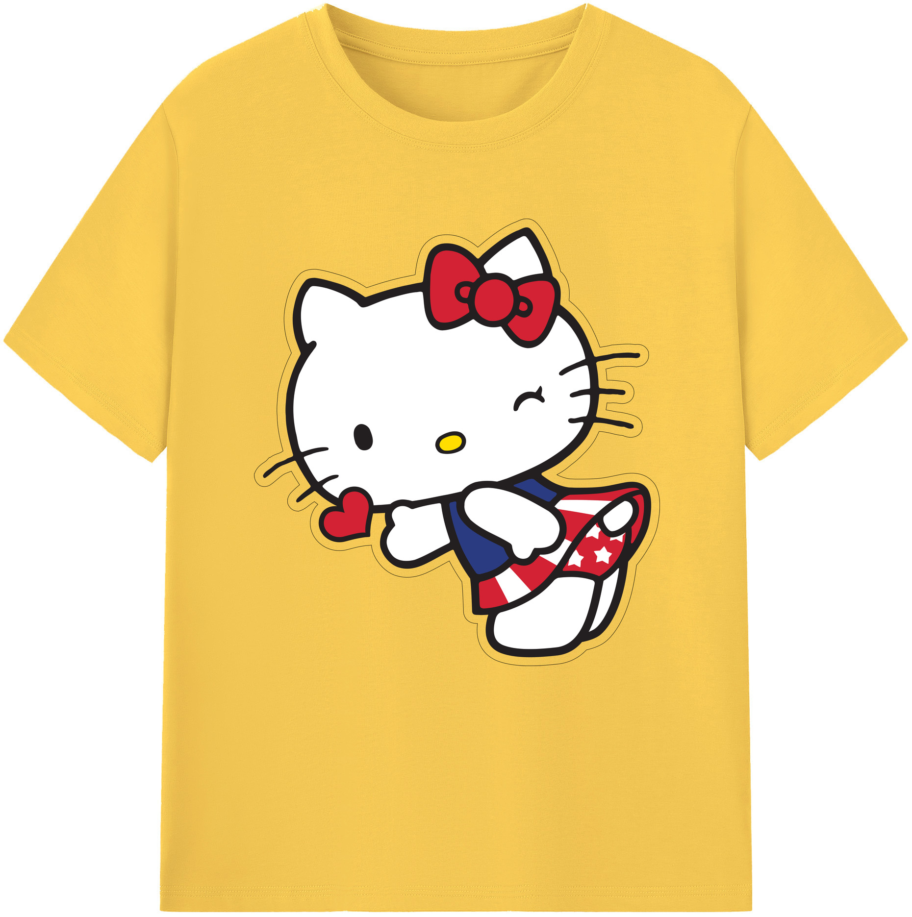 （画像用） Hello Kitty ハローキティ 綿100％半袖Tシャツ（フロントプリント）