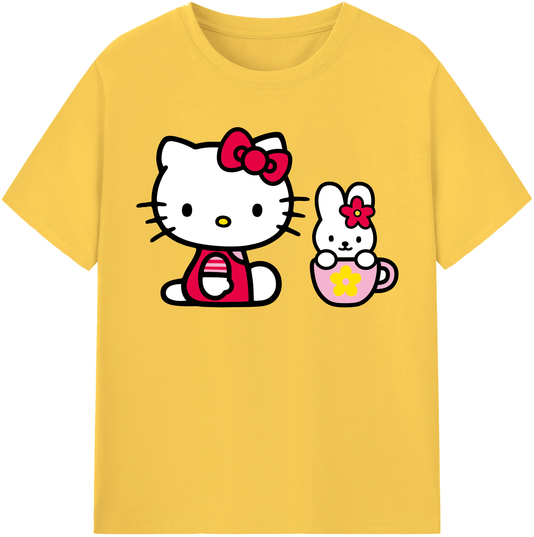 （画像用） Hello Kitty ハローキティ 綿100％半袖Tシャツ（フロントプリント）