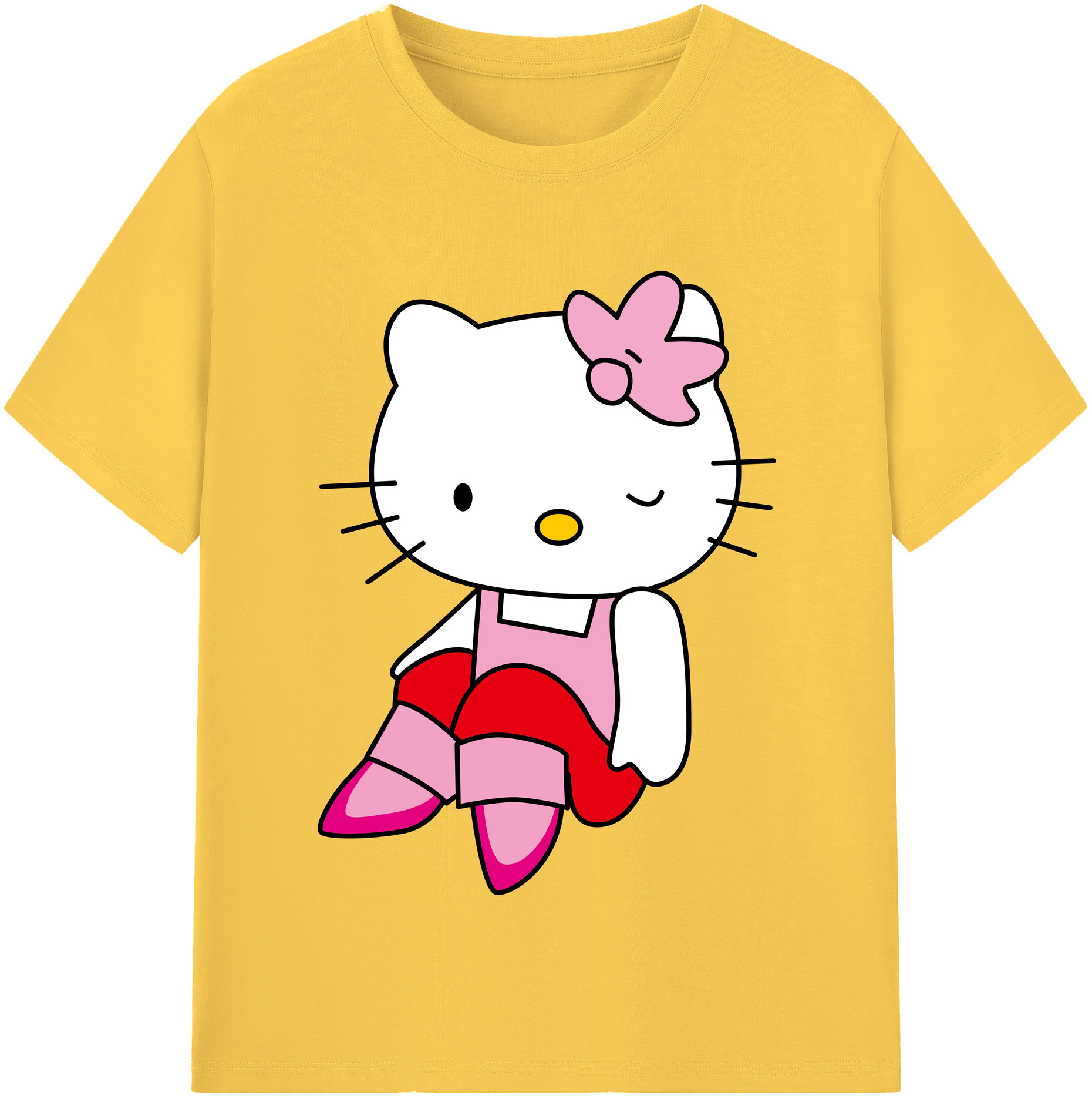（画像用） Hello Kitty ハローキティ 綿100％半袖Tシャツ（フロントプリント）