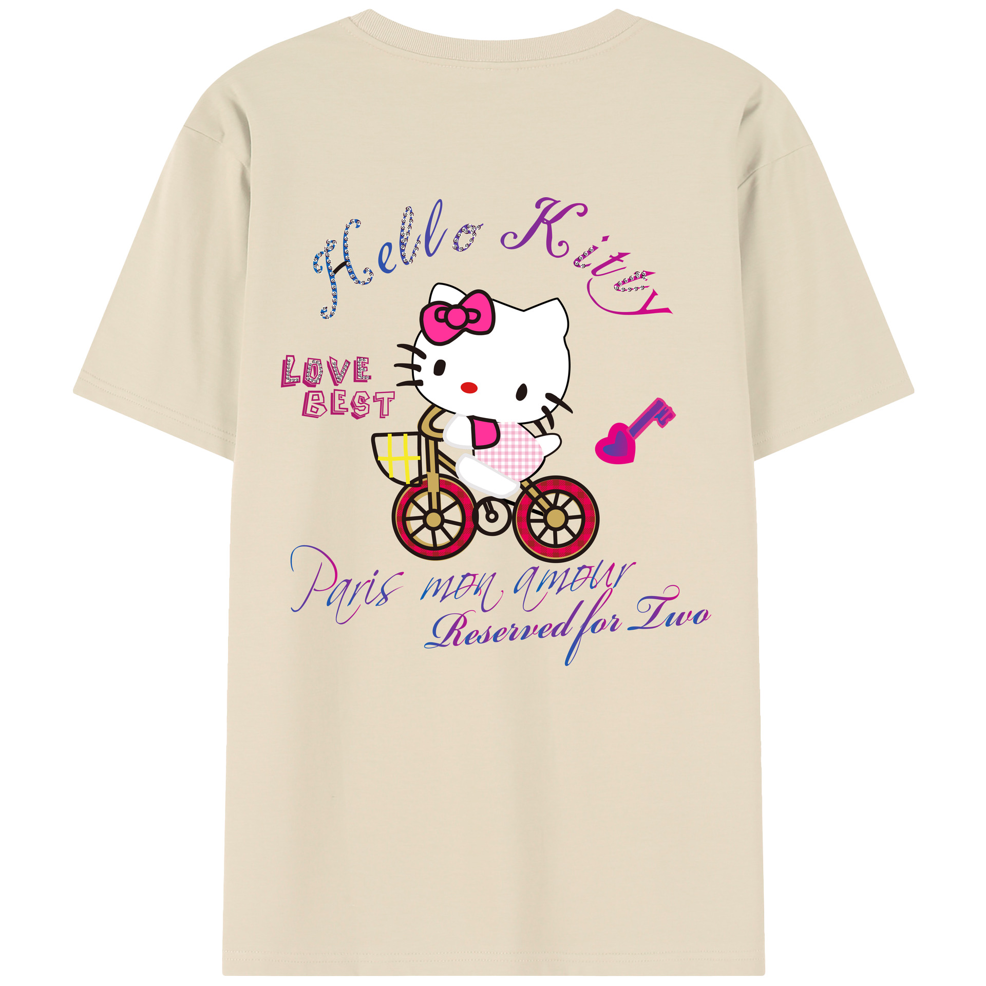 （画像用） Hello Kitty ハローキティ 綿100％半袖Tシャツ（背面プリント）