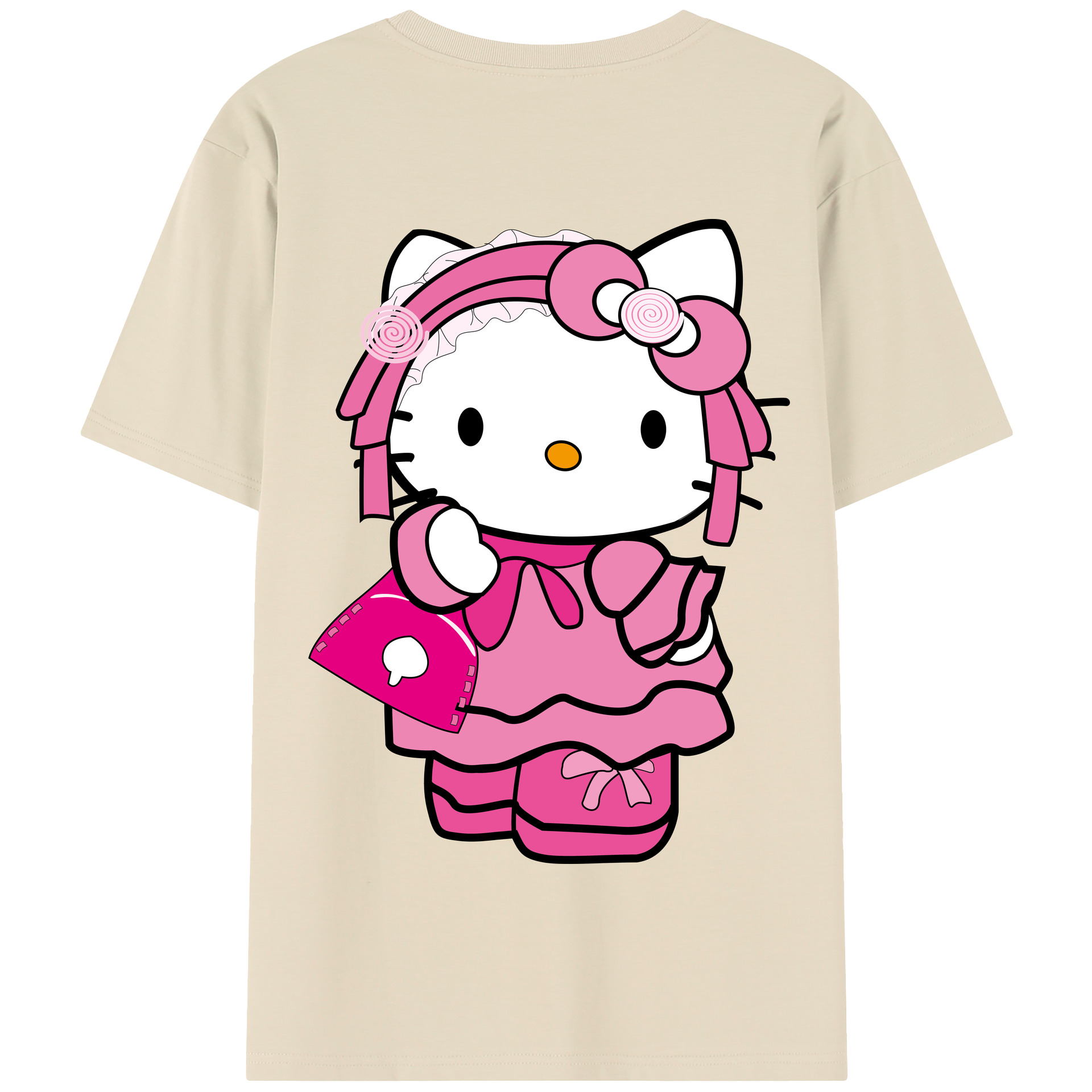 （画像用） Hello Kitty ハローキティ 綿100％半袖Tシャツ（背面プリント）