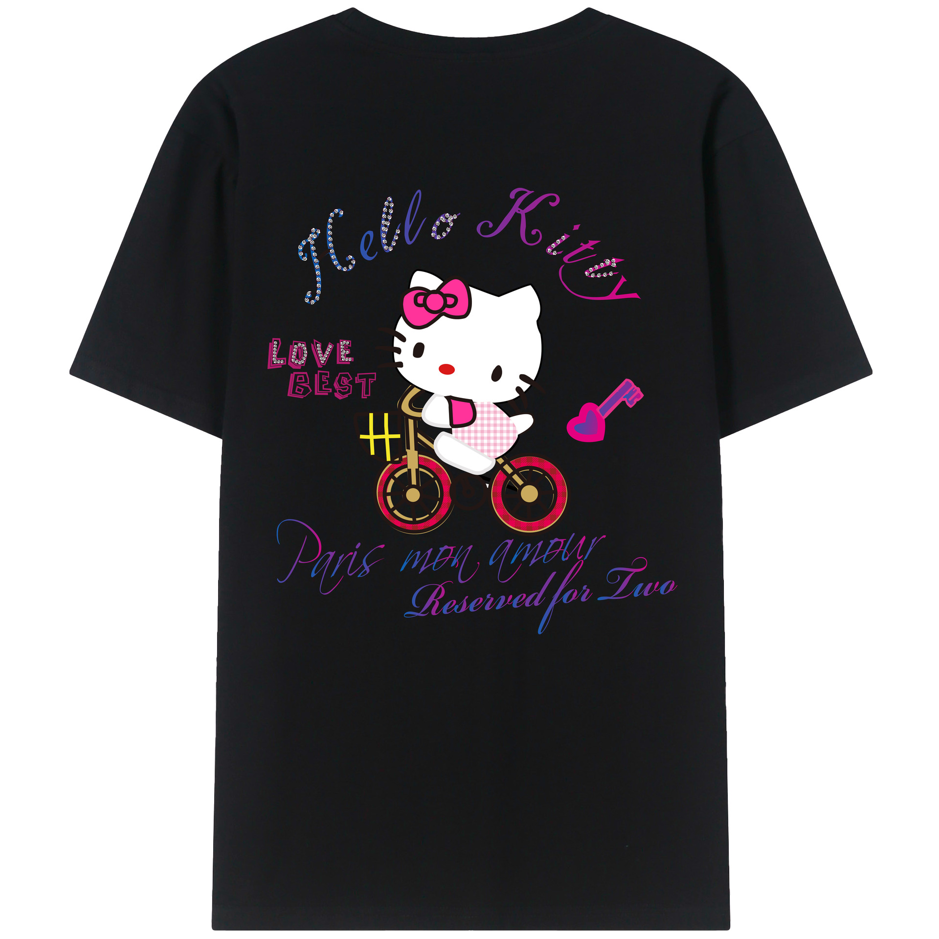 （画像用） Hello Kitty ハローキティ 綿100％半袖Tシャツ（背面プリント）