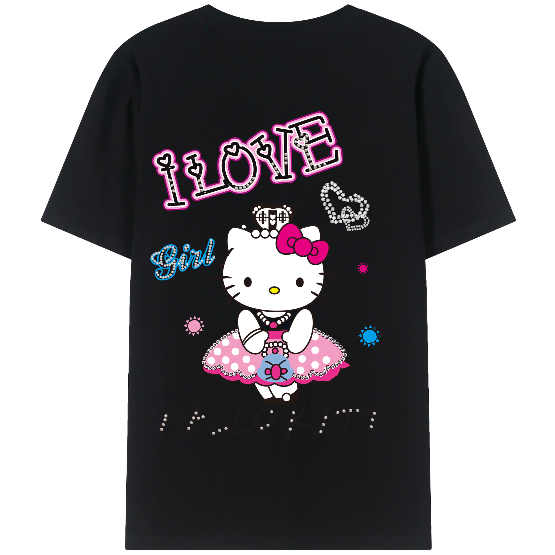 （画像用） Hello Kitty ハローキティ 綿100％半袖Tシャツ（背面プリント）