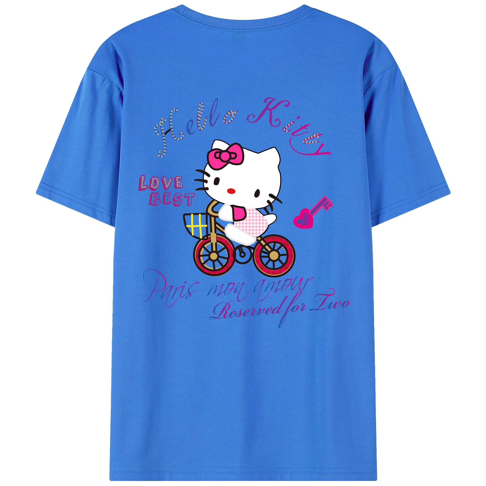 （画像用） Hello Kitty ハローキティ 綿100％半袖Tシャツ（背面プリント）