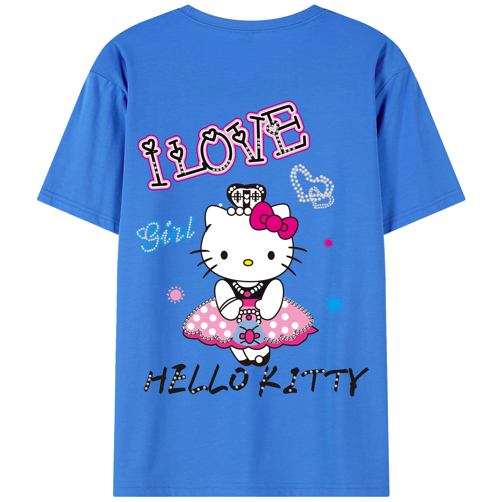 （画像用） Hello Kitty ハローキティ 綿100％半袖Tシャツ（背面プリント）