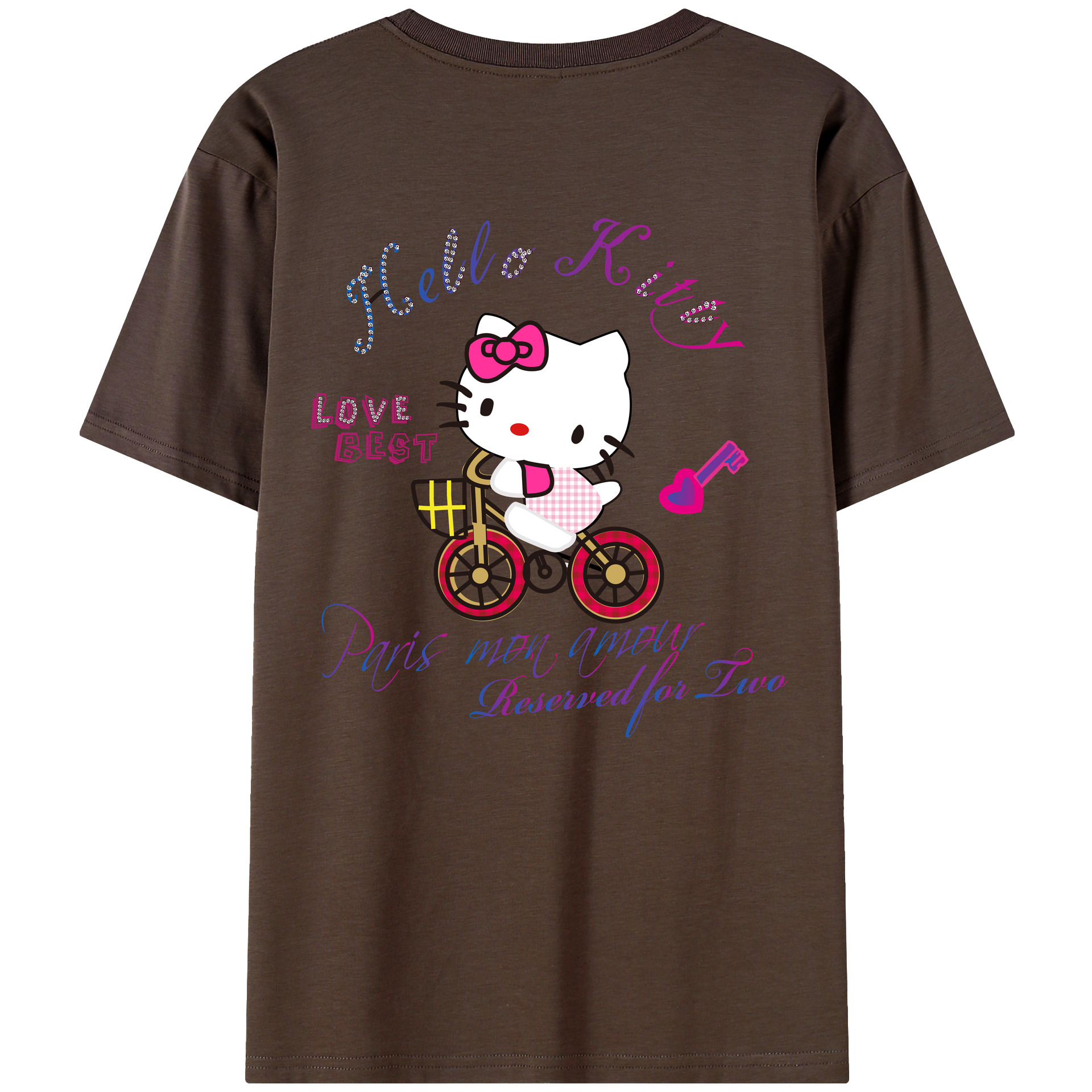 （画像用） Hello Kitty ハローキティ 綿100％半袖Tシャツ（背面プリント）