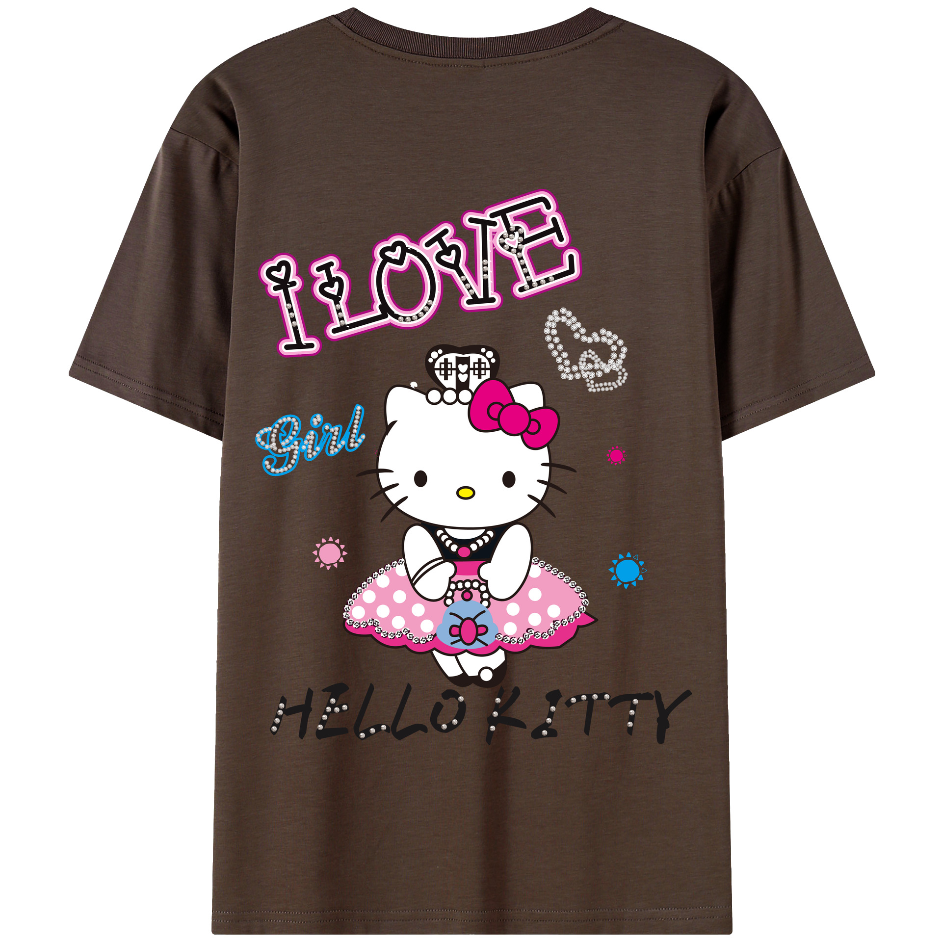 （画像用） Hello Kitty ハローキティ 綿100％半袖Tシャツ（背面プリント）
