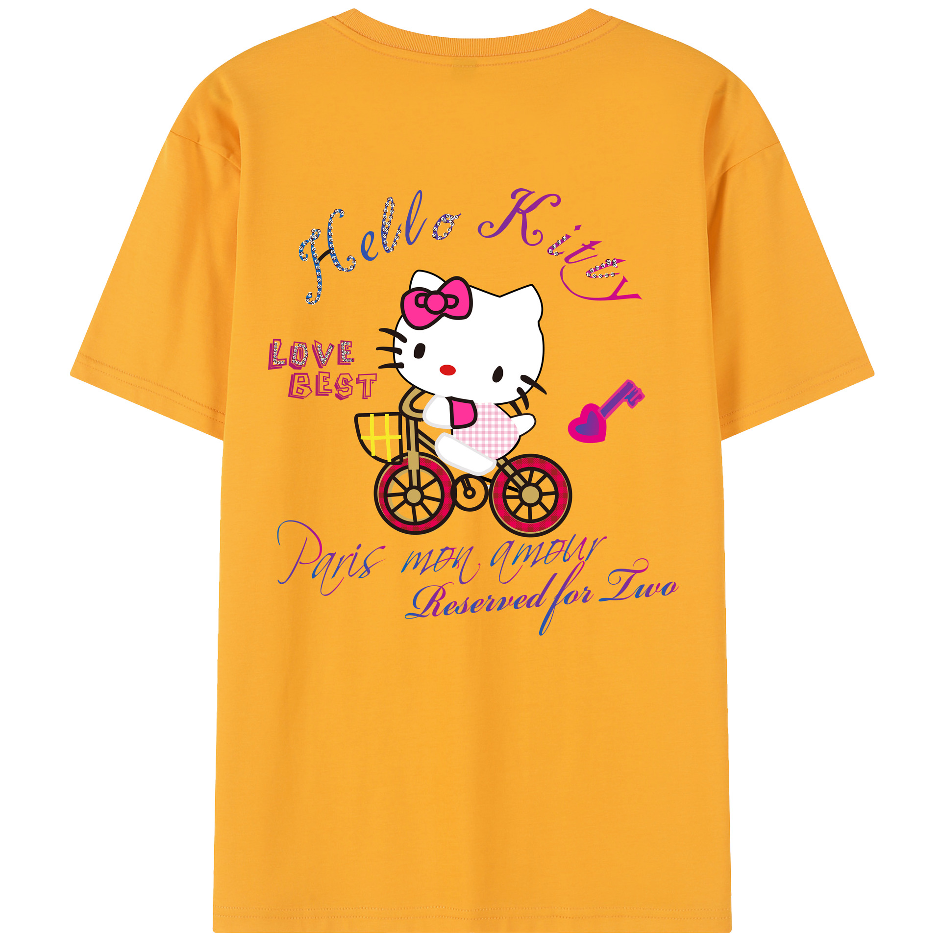（画像用） Hello Kitty ハローキティ 綿100％半袖Tシャツ（背面プリント）