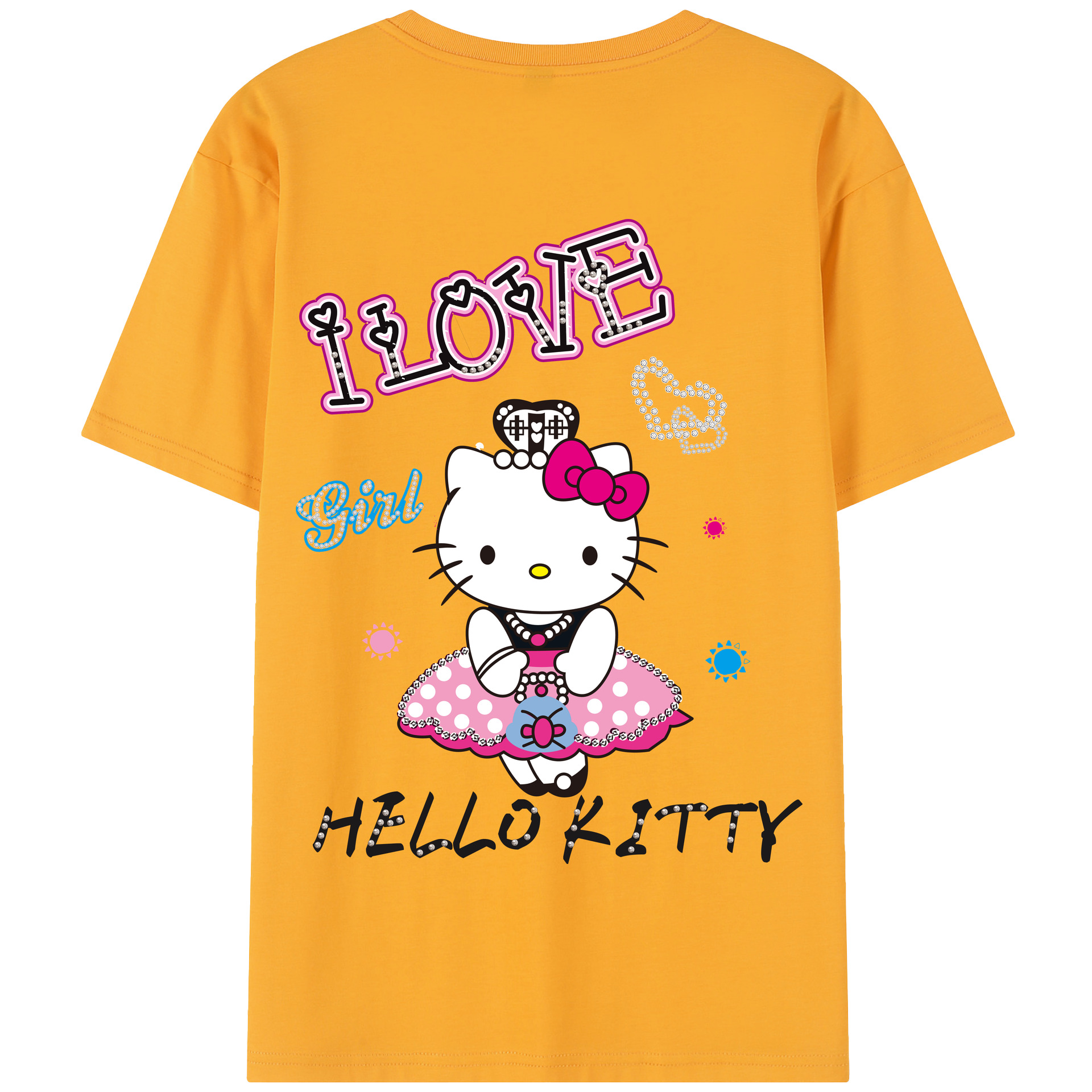 （画像用） Hello Kitty ハローキティ 綿100％半袖Tシャツ（背面プリント）