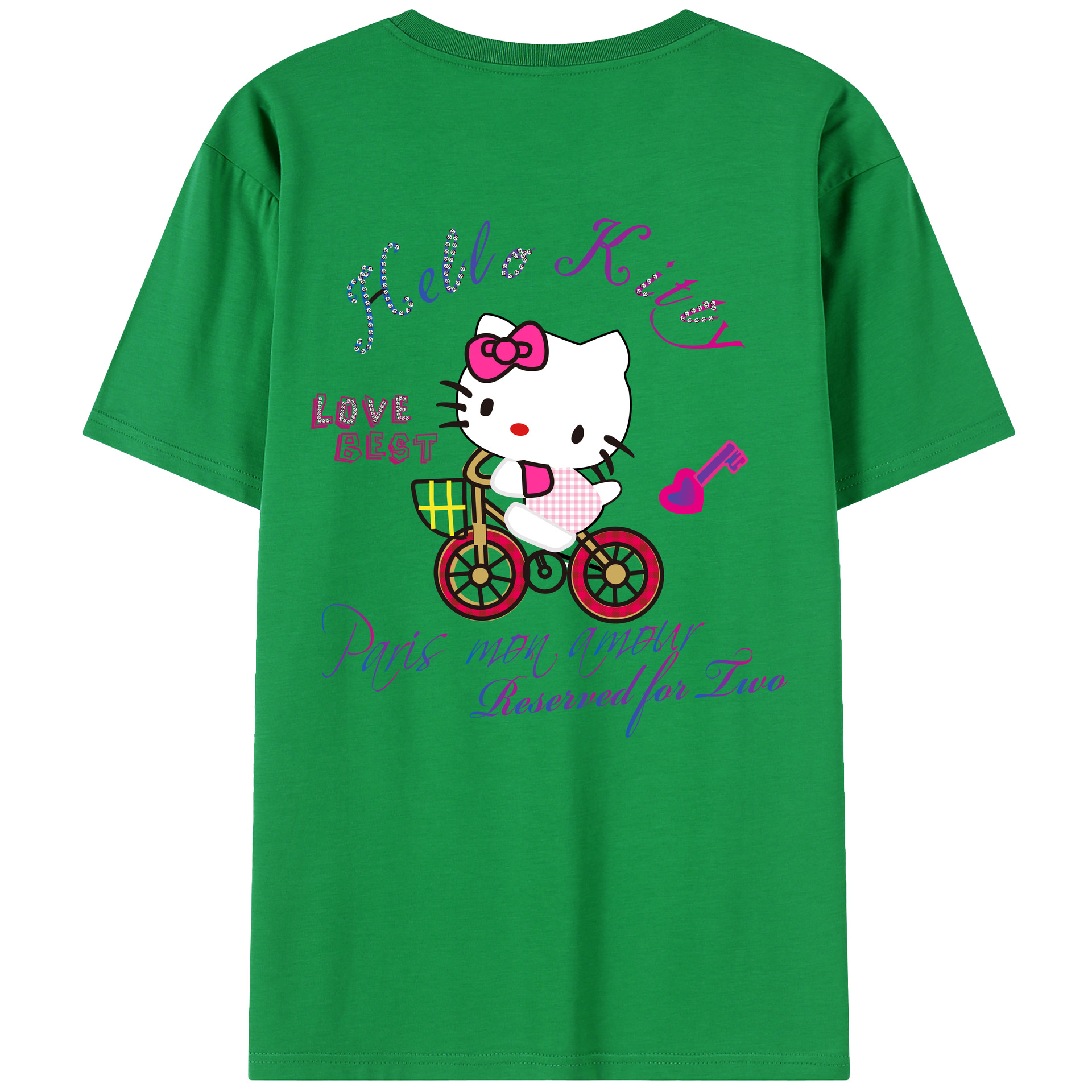 （画像用） Hello Kitty ハローキティ 綿100％半袖Tシャツ（背面プリント）