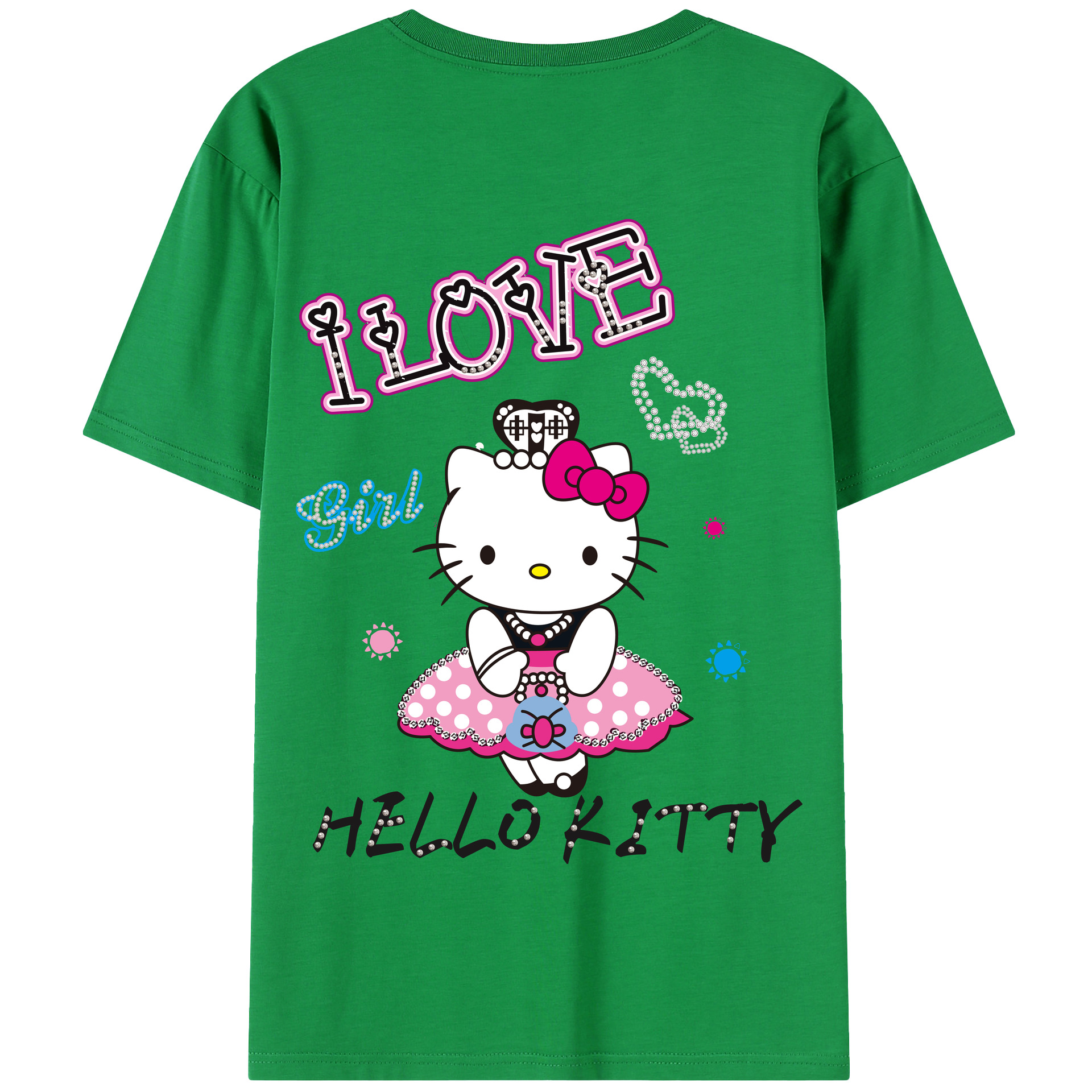 （画像用） Hello Kitty ハローキティ 綿100％半袖Tシャツ（背面プリント）