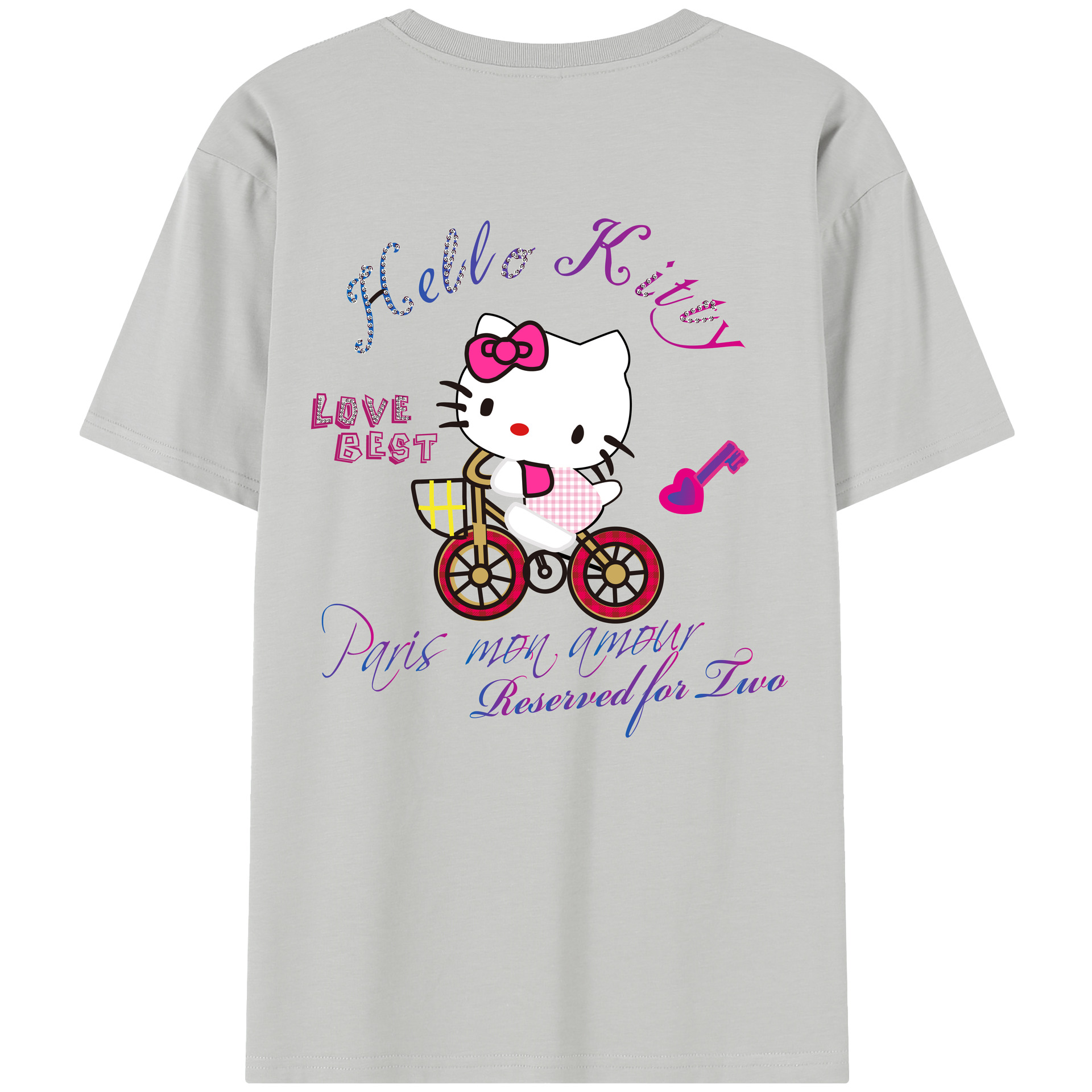 （画像用） Hello Kitty ハローキティ 綿100％半袖Tシャツ（背面プリント）