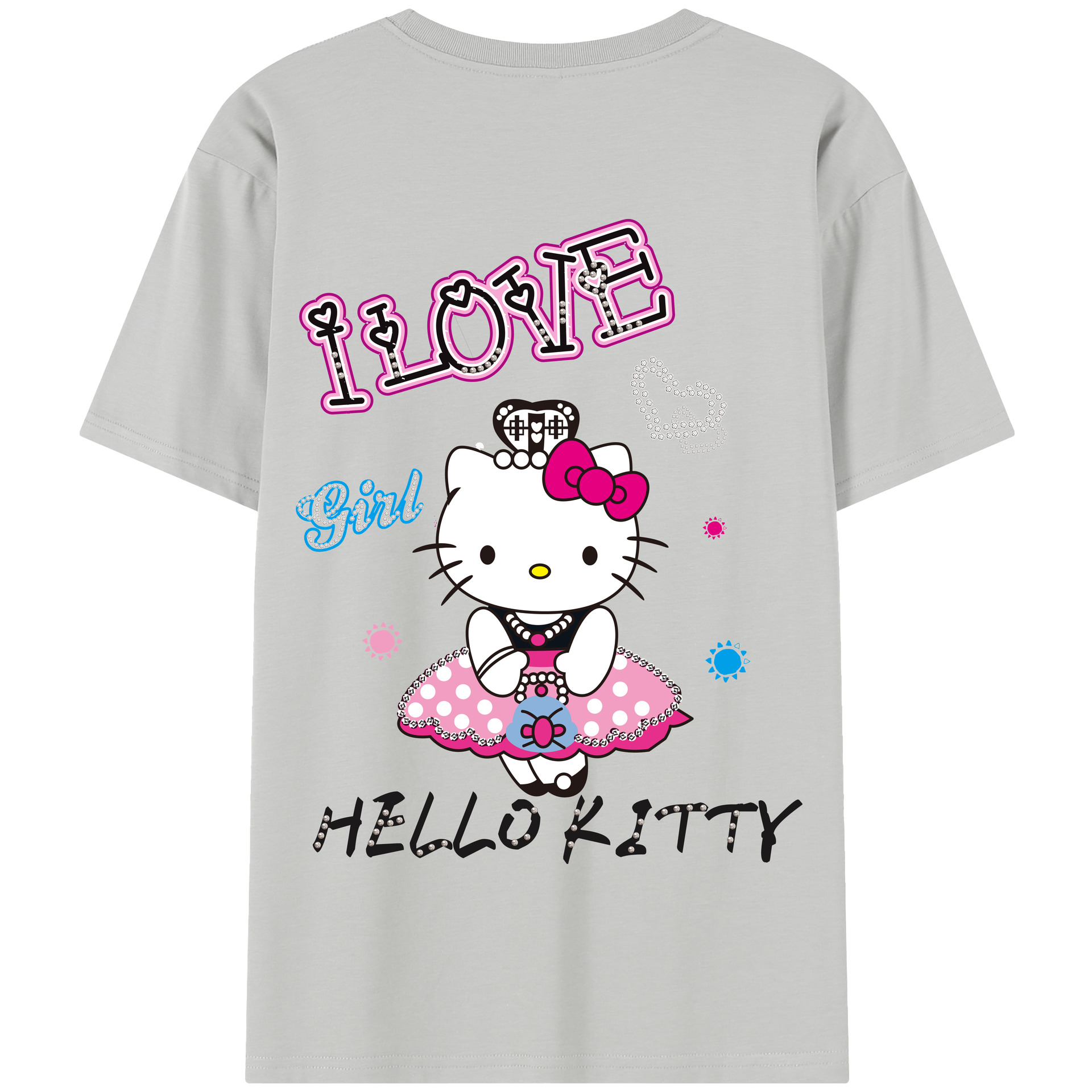 （画像用） Hello Kitty ハローキティ 綿100％半袖Tシャツ（背面プリント）