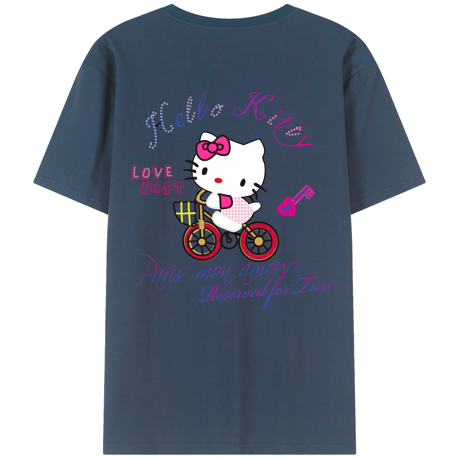 （画像用） Hello Kitty ハローキティ 綿100％半袖Tシャツ（背面プリント）