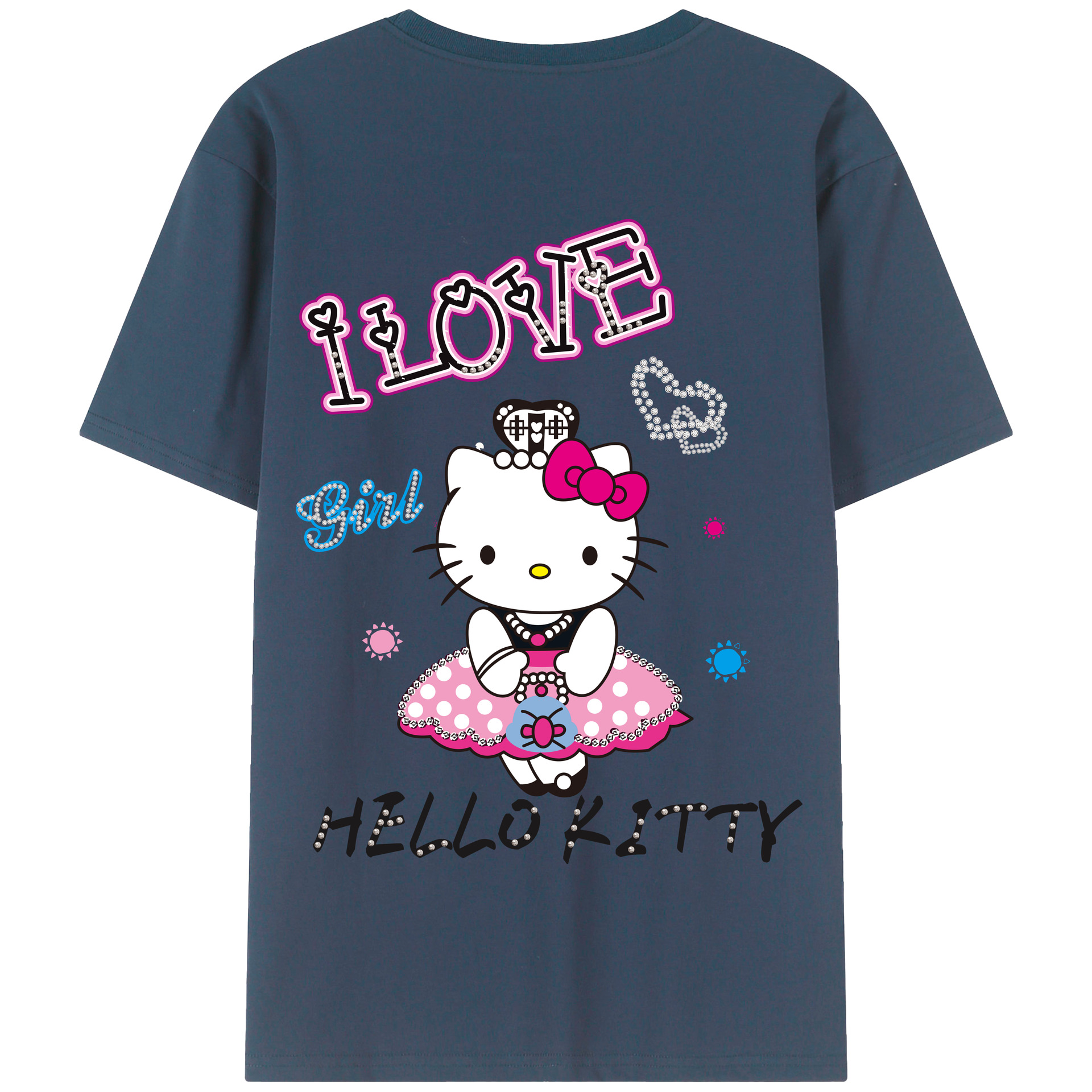 （画像用） Hello Kitty ハローキティ 綿100％半袖Tシャツ（背面プリント）