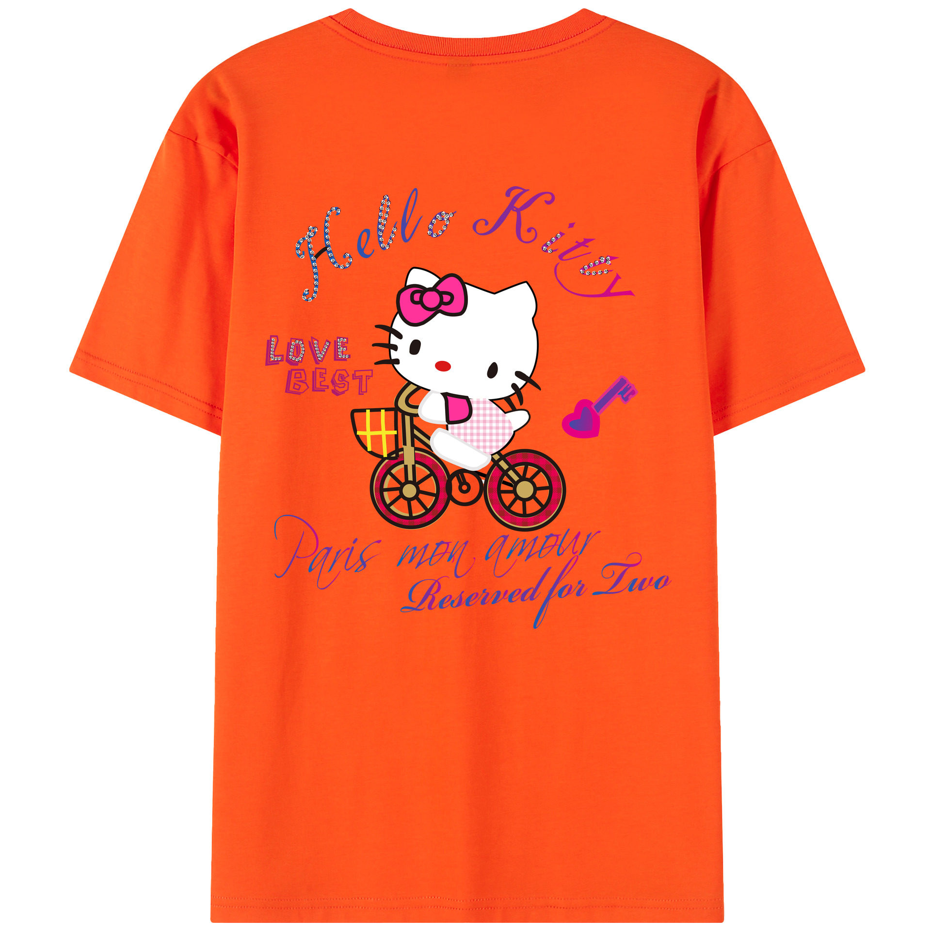 （画像用） Hello Kitty ハローキティ 綿100％半袖Tシャツ（背面プリント）