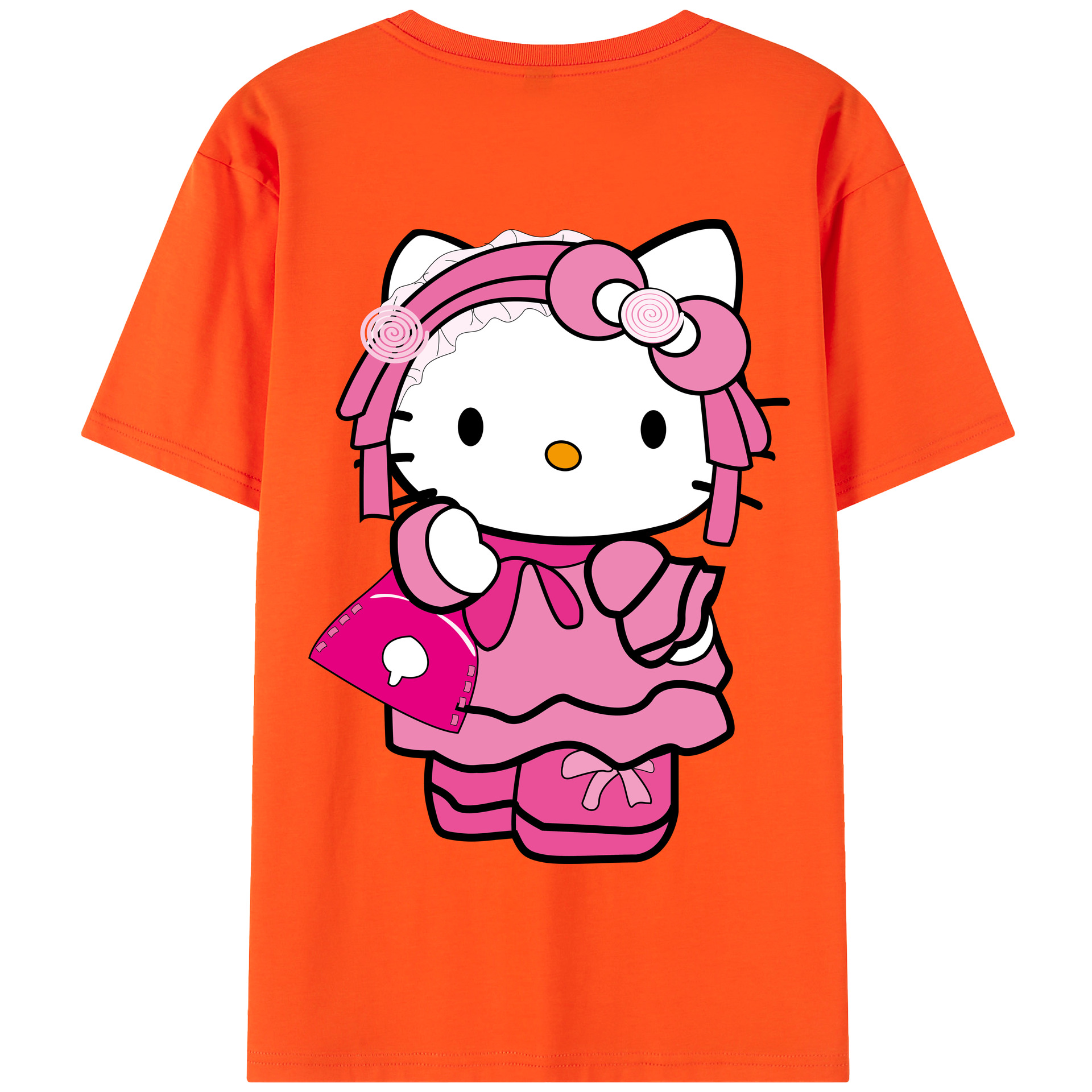 （画像用） Hello Kitty ハローキティ 綿100％半袖Tシャツ（背面プリント）