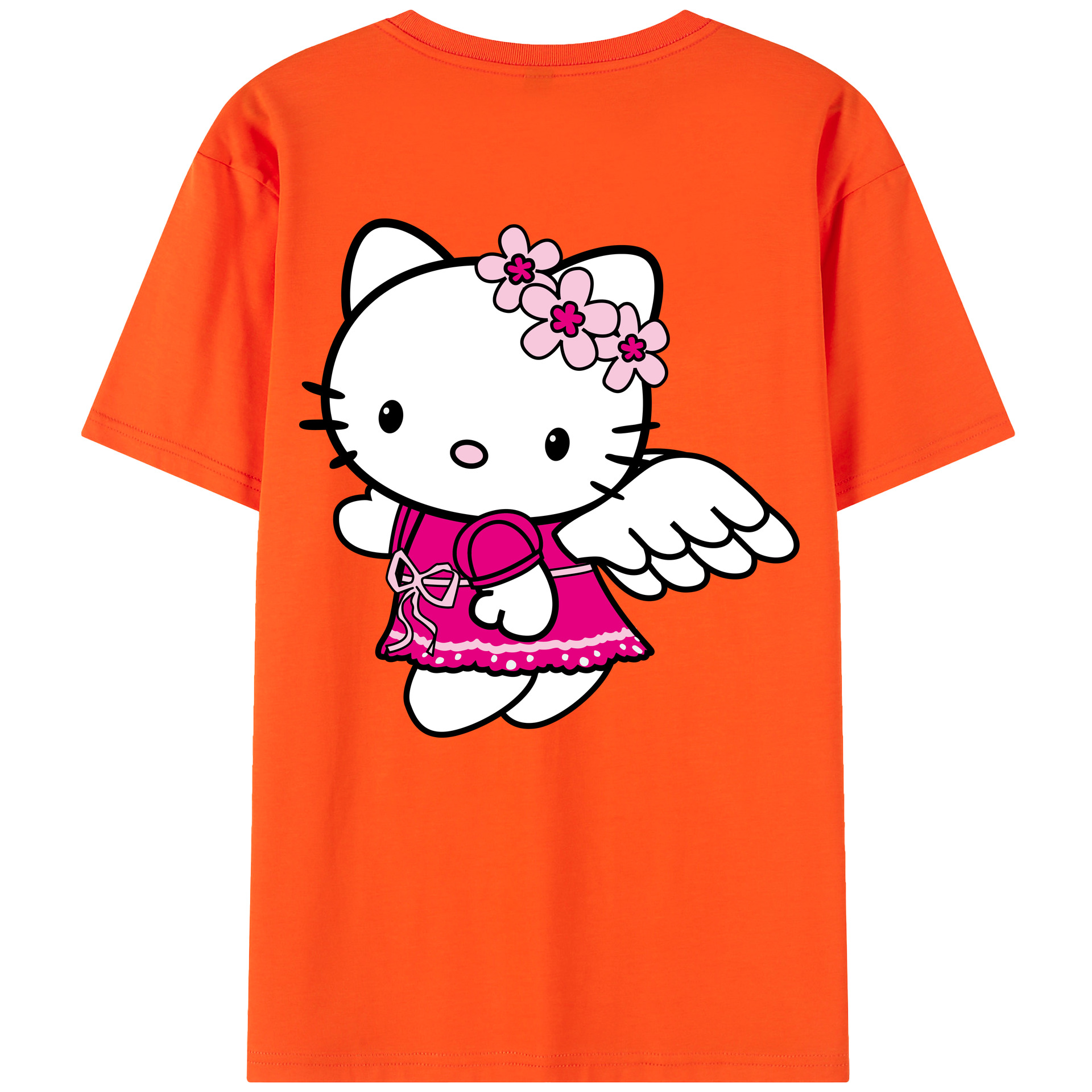 （画像用） Hello Kitty ハローキティ 綿100％半袖Tシャツ（背面プリント）