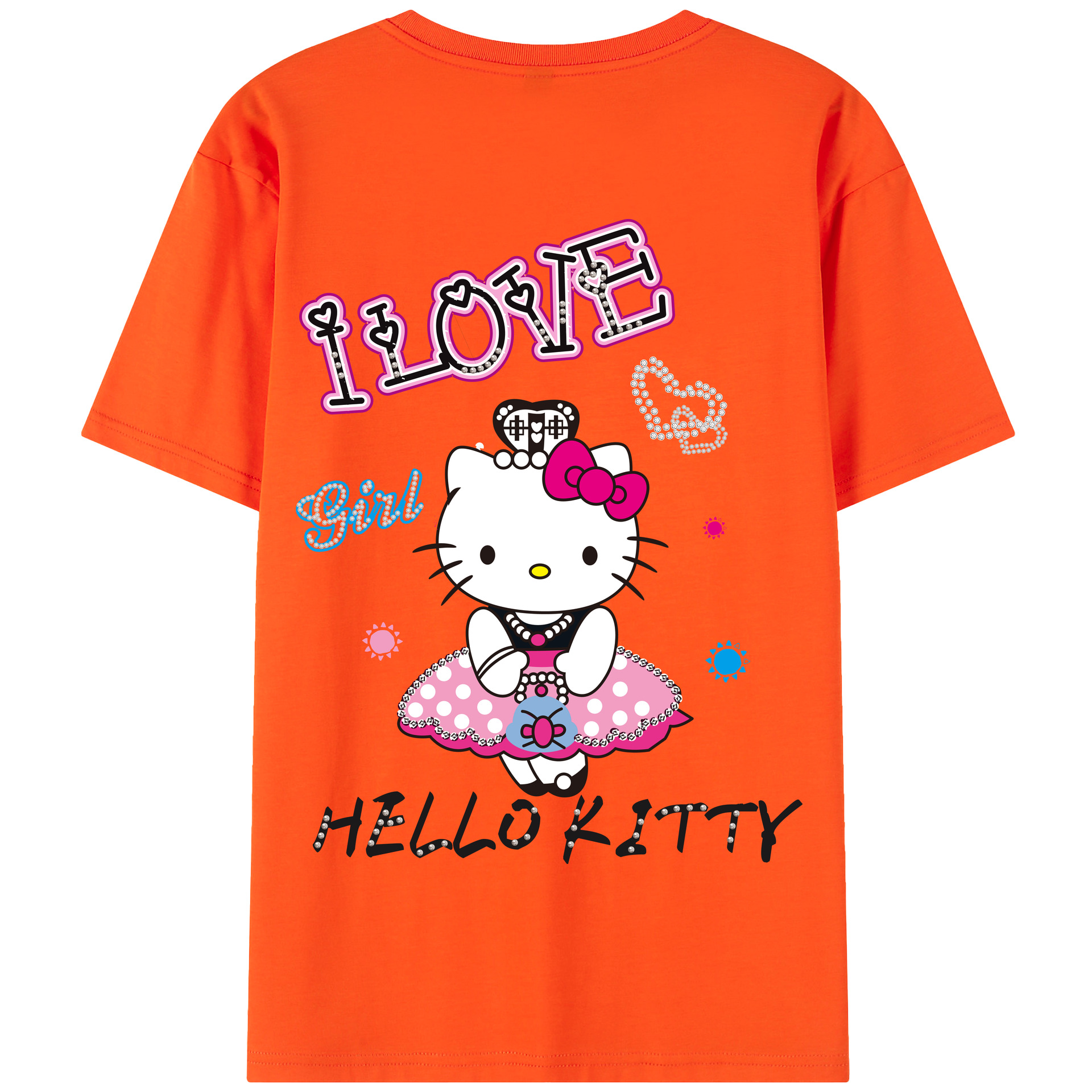 （画像用） Hello Kitty ハローキティ 綿100％半袖Tシャツ（背面プリント）