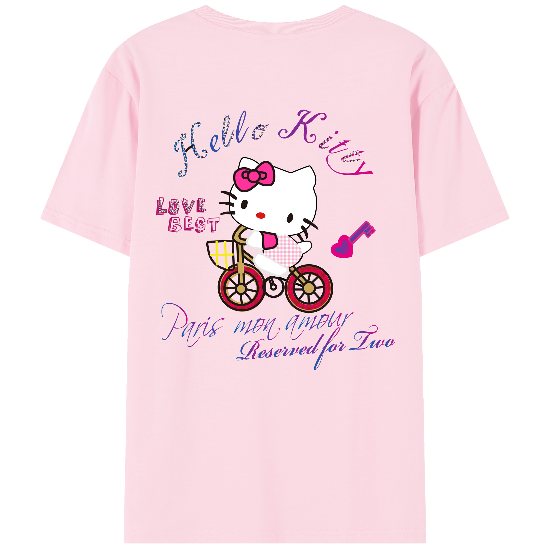（画像用） Hello Kitty ハローキティ 綿100％半袖Tシャツ（背面プリント）