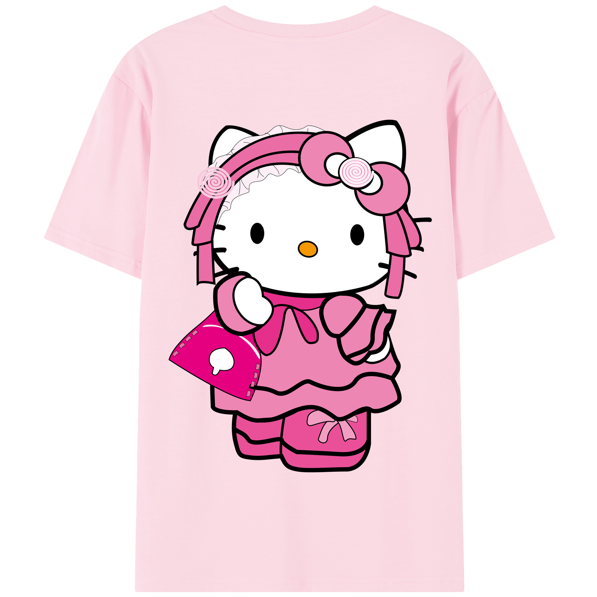 （画像用） Hello Kitty ハローキティ 綿100％半袖Tシャツ（背面プリント）